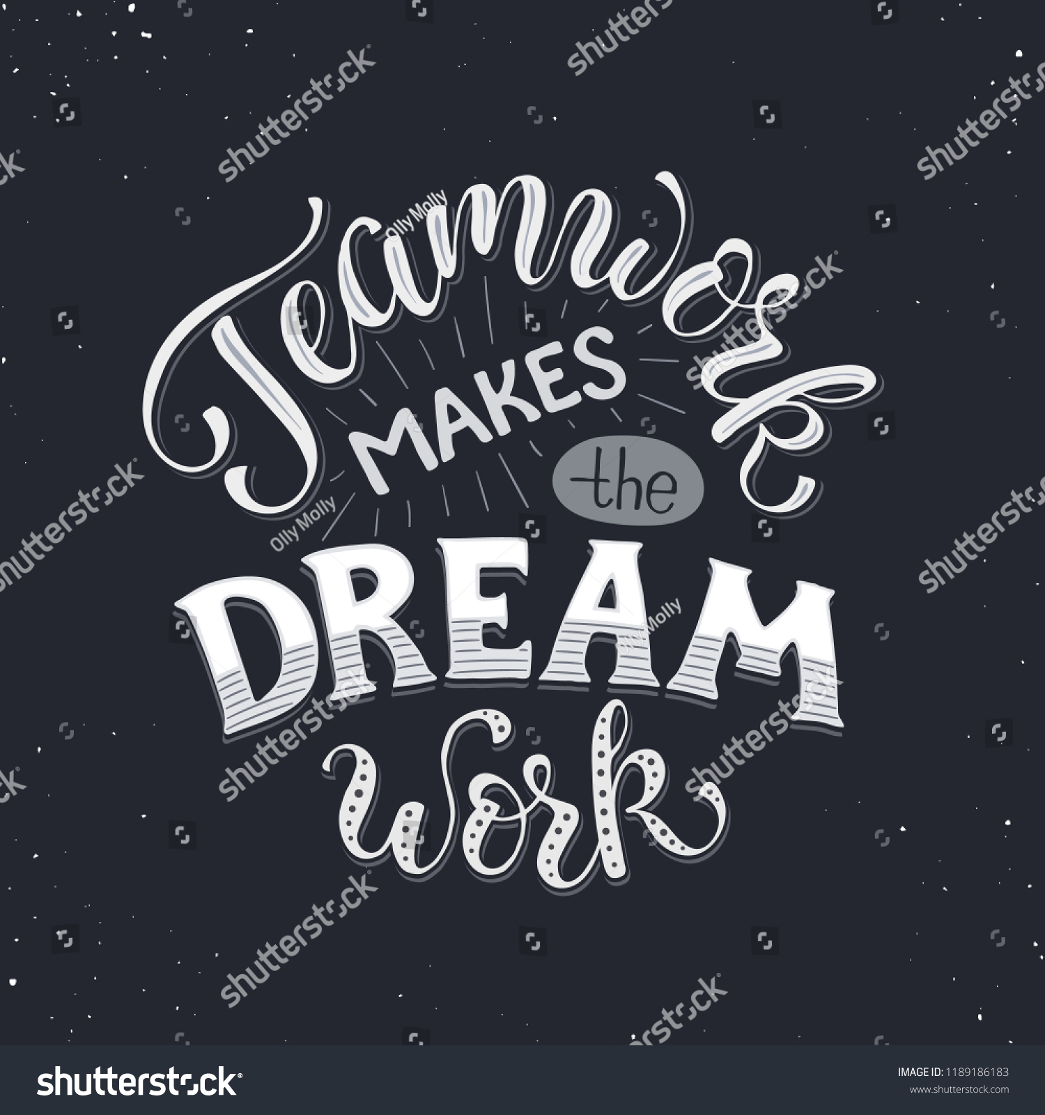 Teamwork Makes Dream Work Inspirational Lettering Stock Vector (Royalty ...