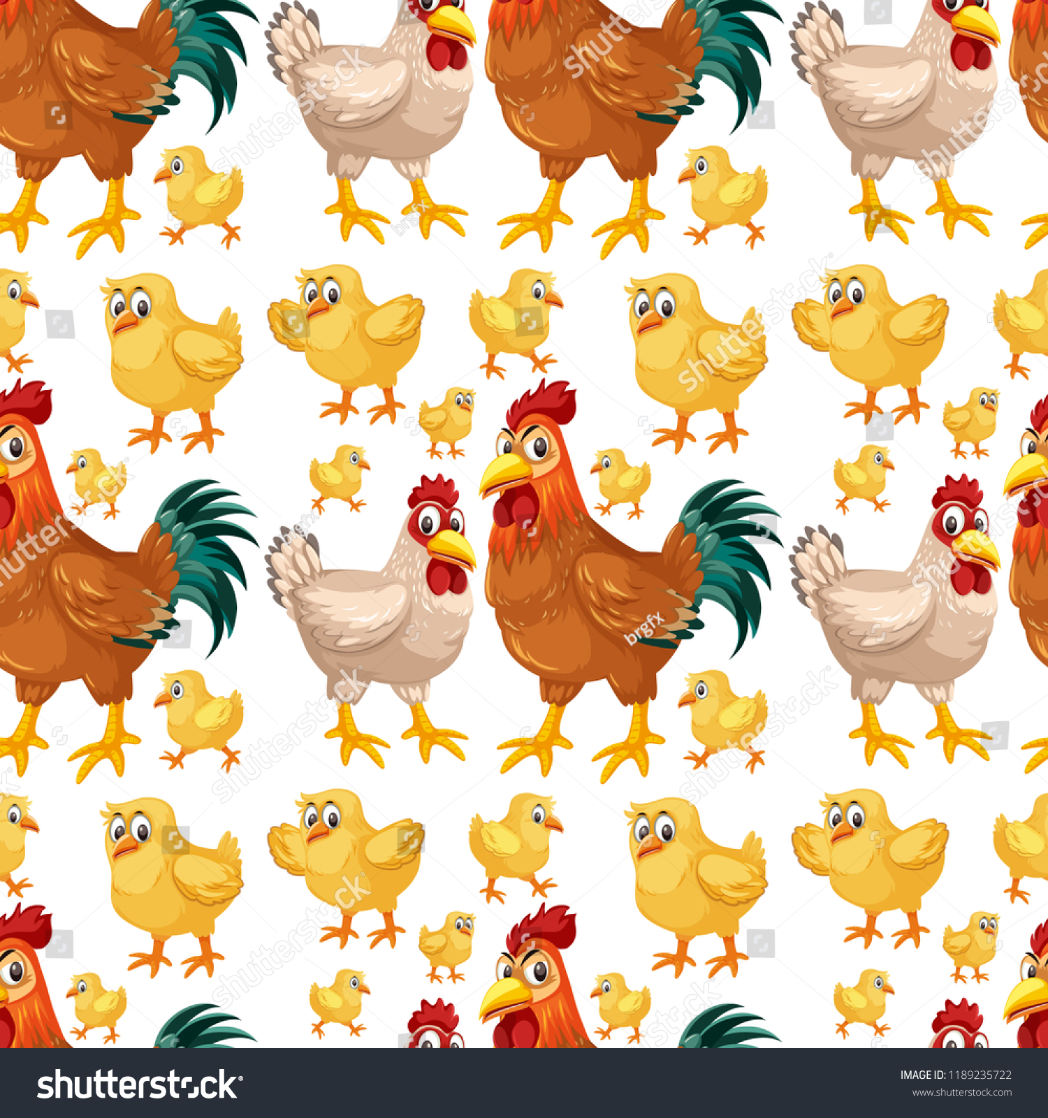 Chicken Seamless Background Pattern Illustration Stock Vector (Royalty ...