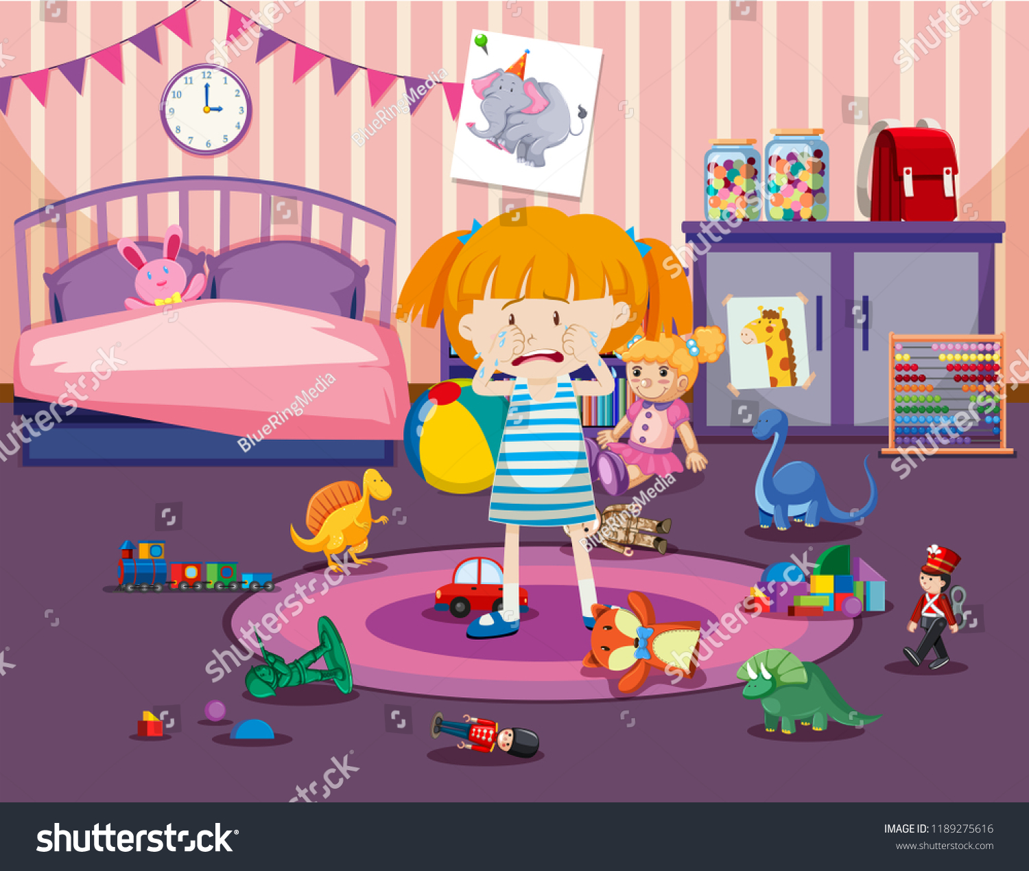 Girl Crying Room Illustration Stock Vector (Royalty Free) 1189275616 ...