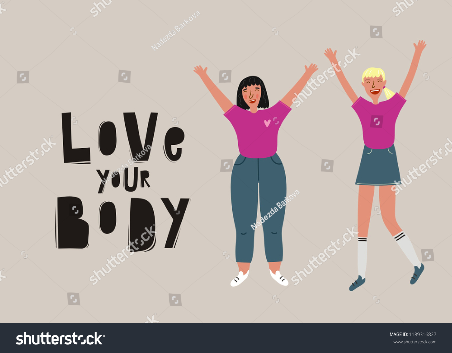 Love Your Body Vector Illustration Lettering Stock Vector Royalty Free 1189316827 Shutterstock