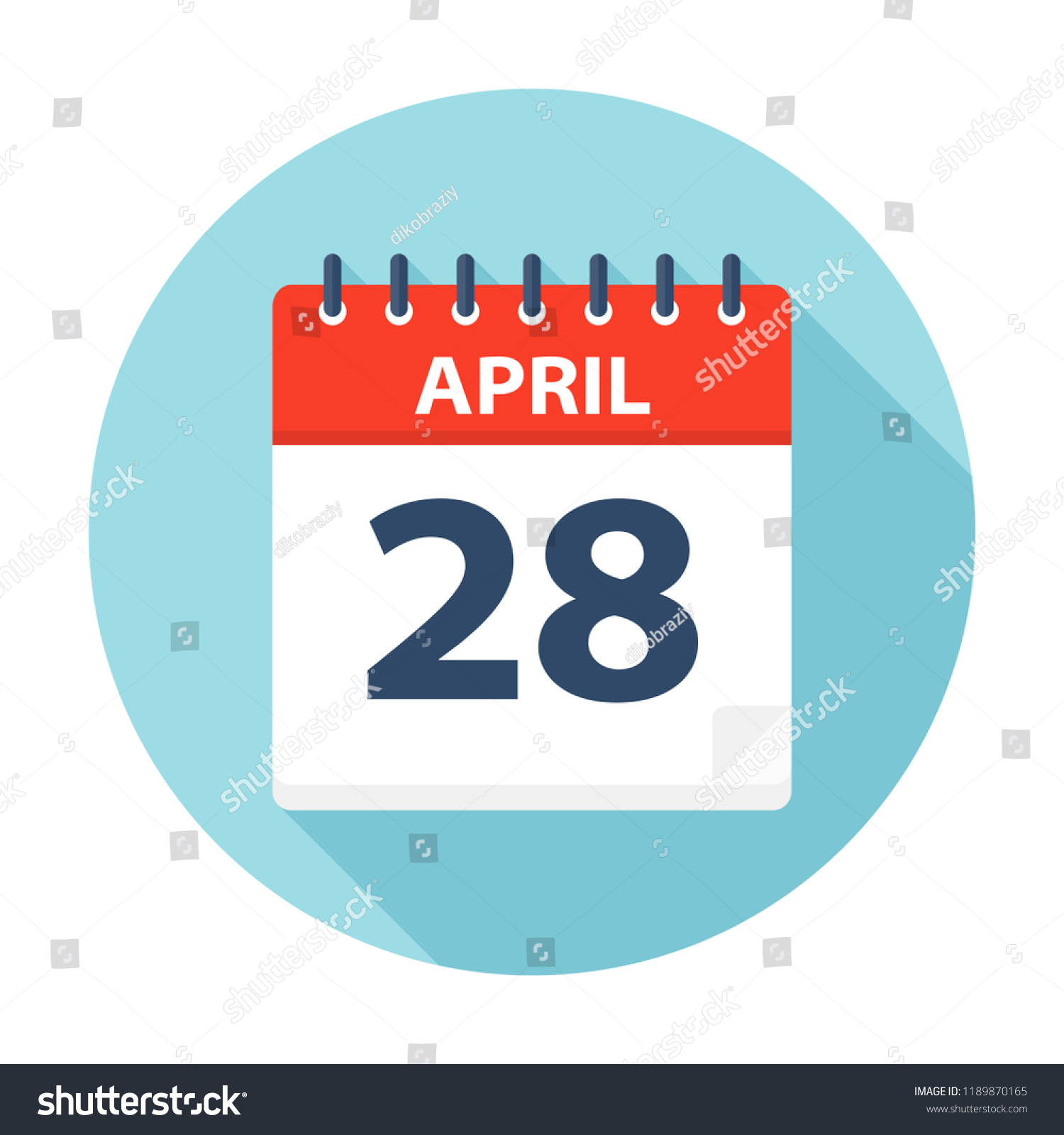 April 28 Calendar Icon Vector Illustration Stock Vector (royalty Free 