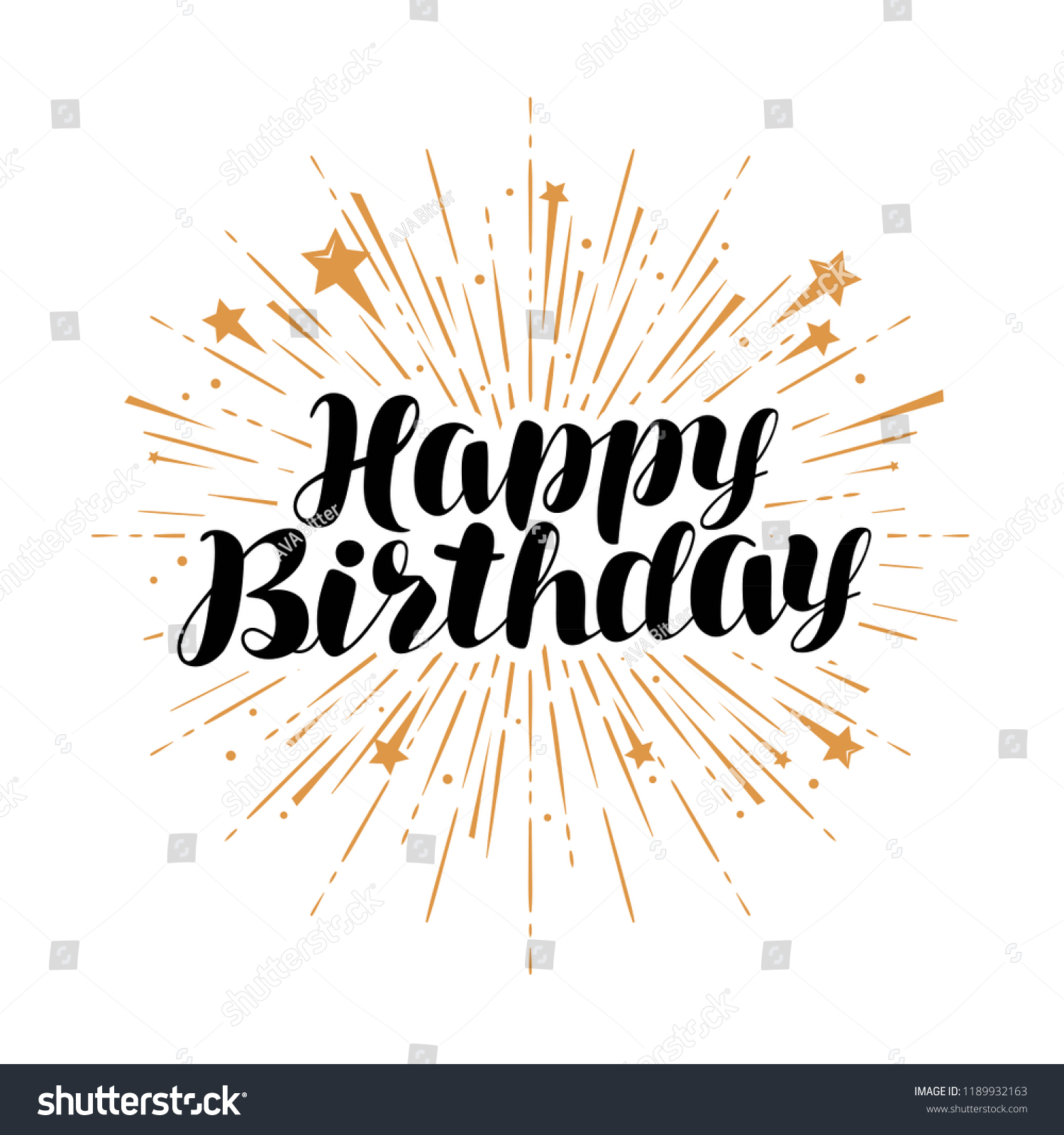 Happy Birthday Greeting Card Handwritten Lettering Stock Vector ...