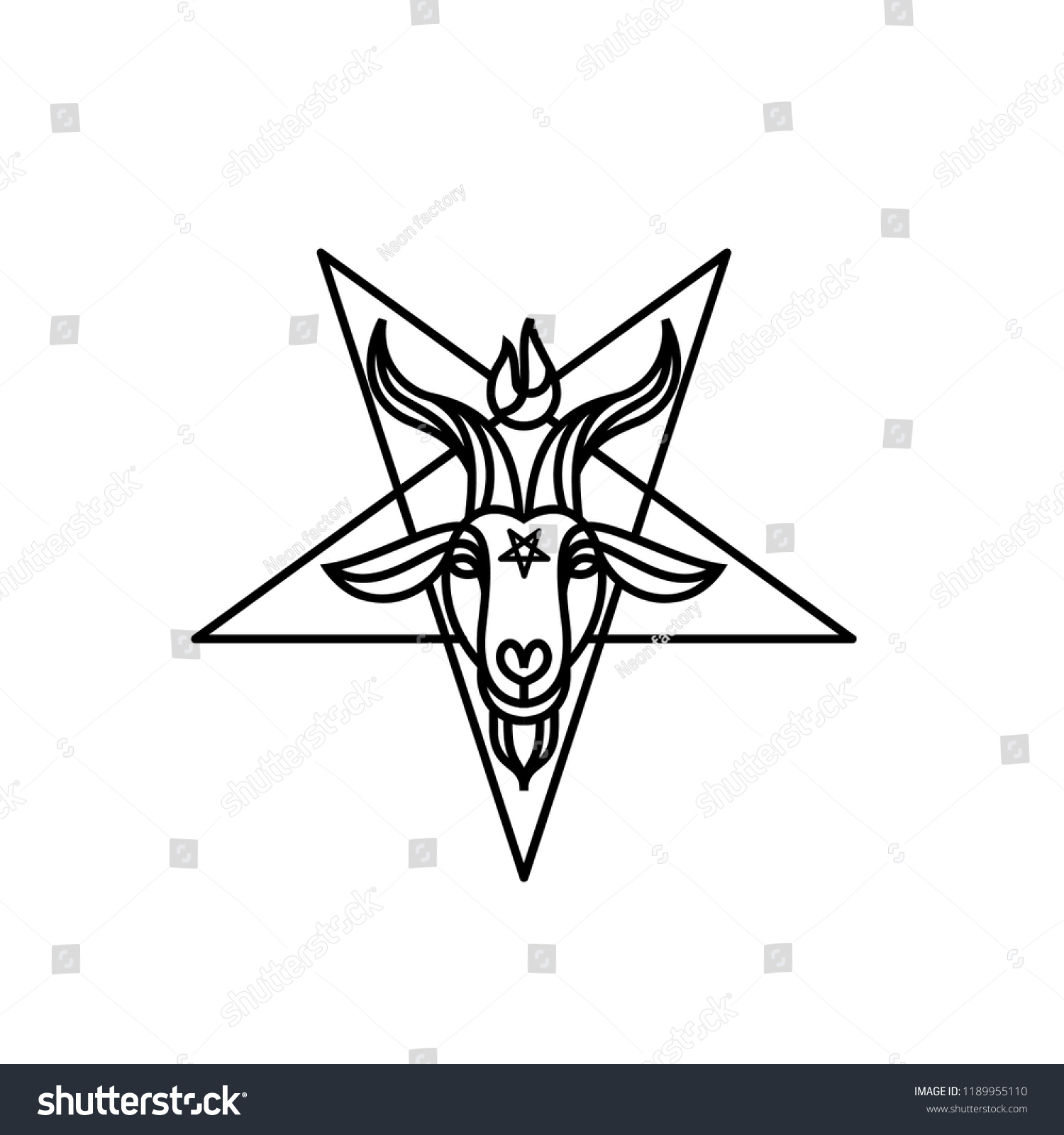 Cartoon Style Satan Drawing Goat Head Stock Vector (Royalty Free ...