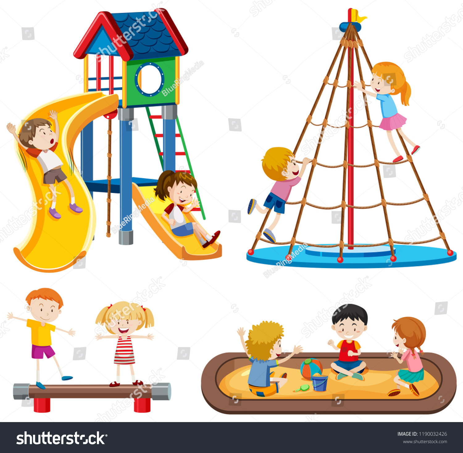 Set Playground Scenes Illustration Stock Vector (royalty Free 