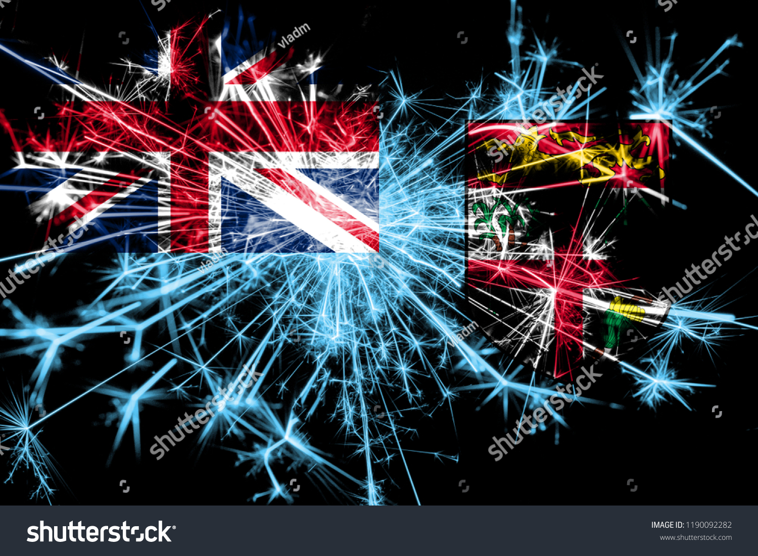 Fiji Fireworks Sparkling Flag New Year Stock Photo 1190092282 ...