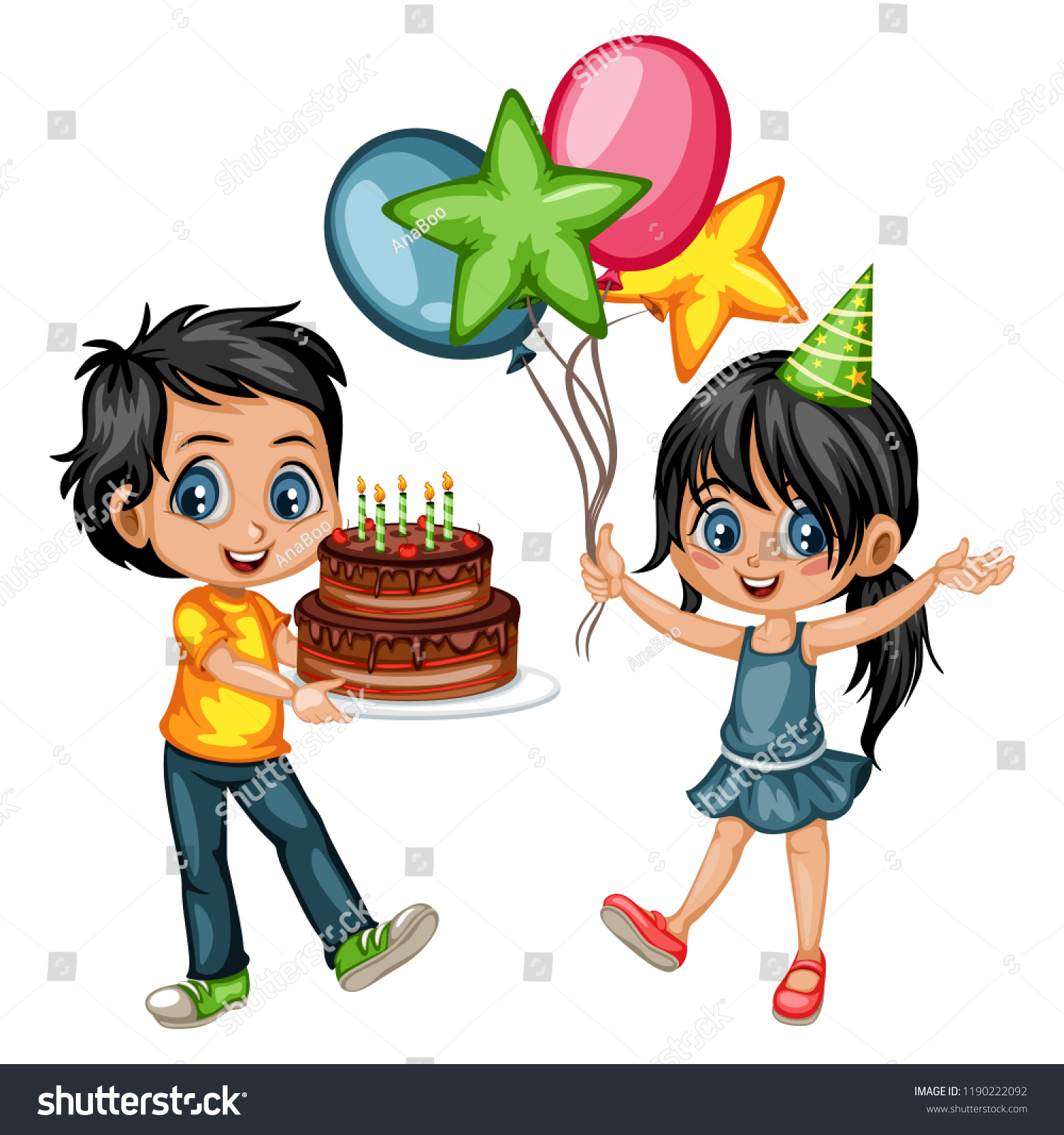 Cute Cartoon Boy Holding Cake Candles Stock Vector (Royalty Free ...