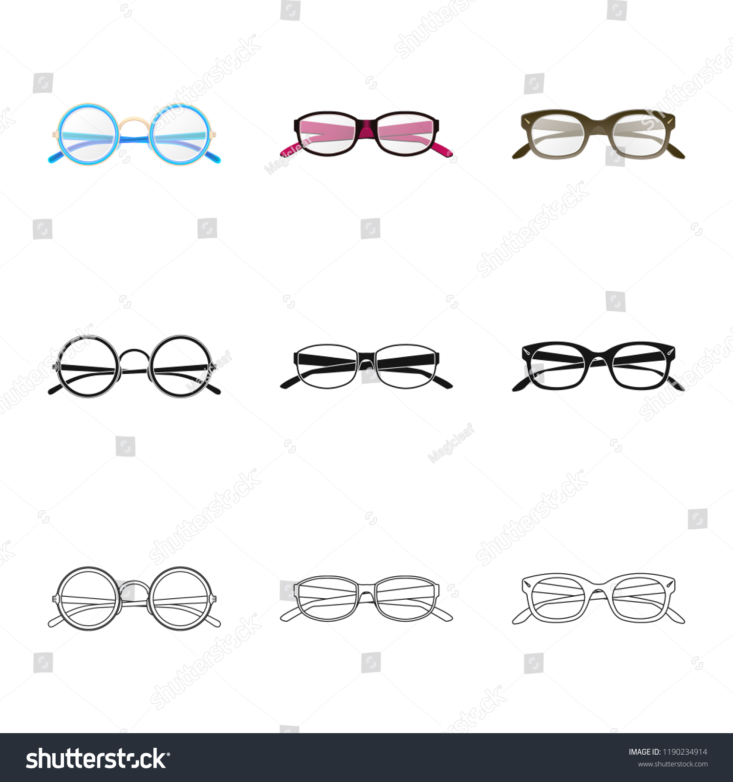 Vector Illustration Glasses Frame Logo Collection Stock Vector (Royalty ...