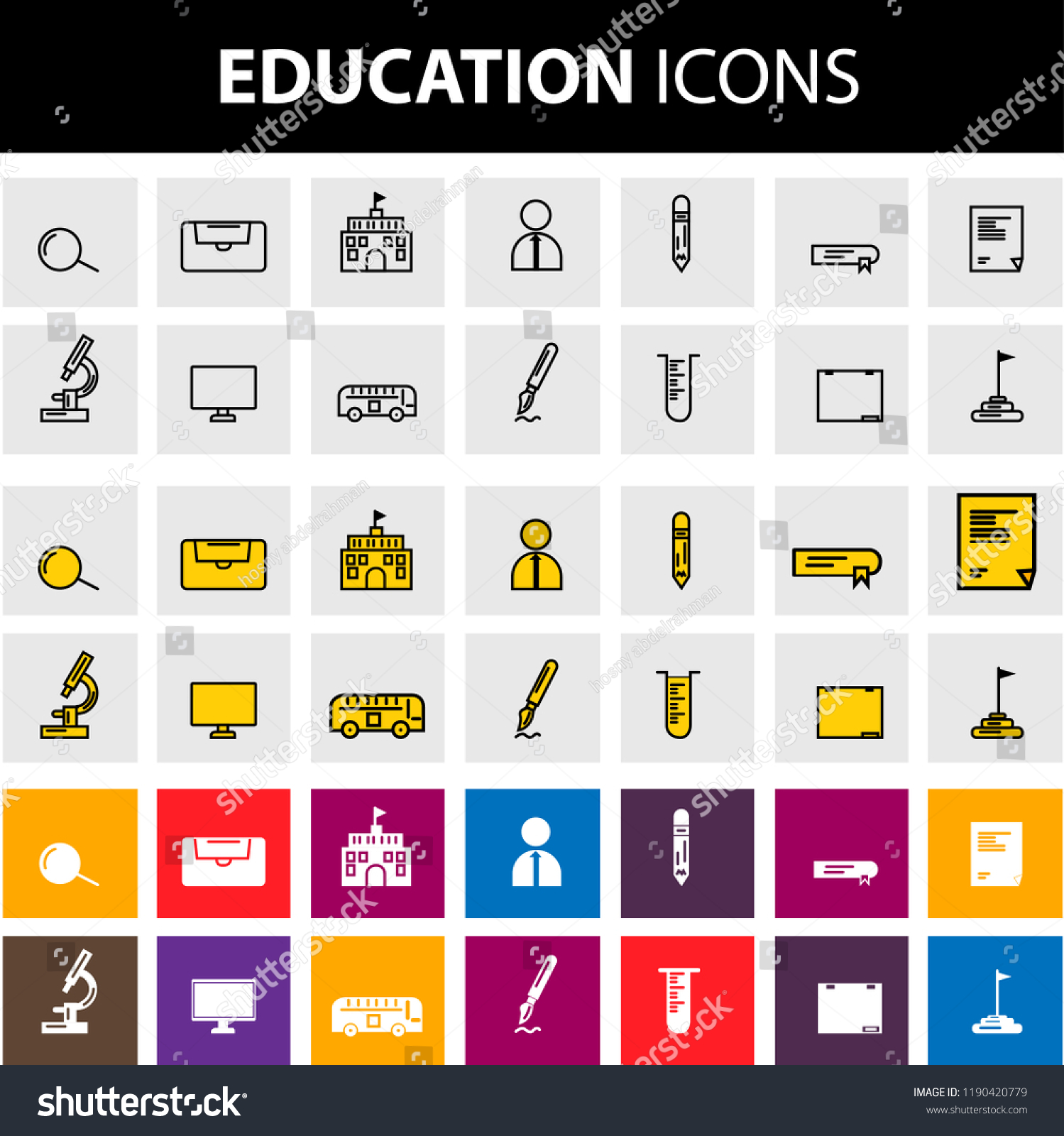 Education Icons Collection Stock Vector (Royalty Free) 1190420779 ...