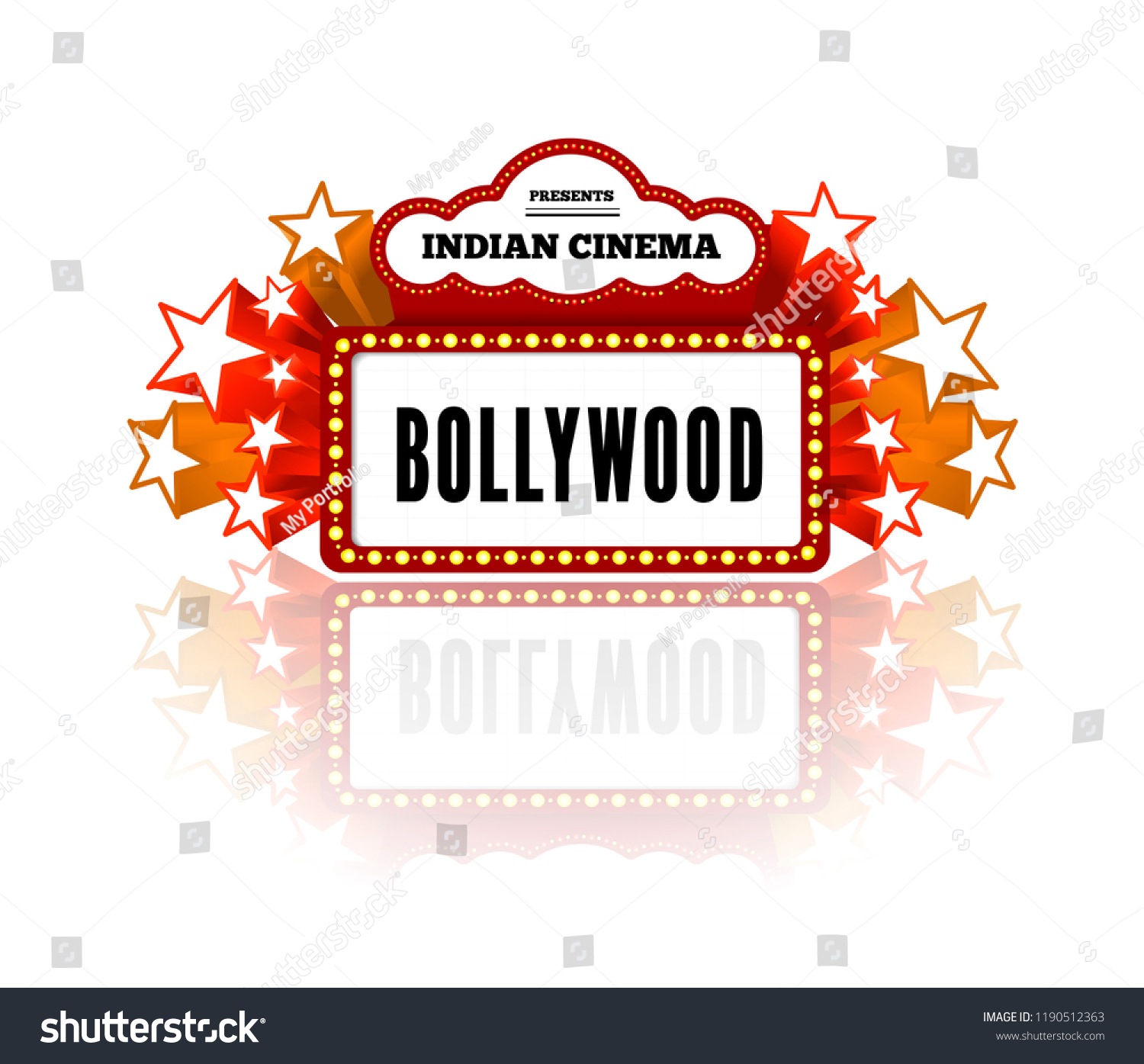 Vektor Stok Bollywood Traditional Indian Movie Vector Illustration