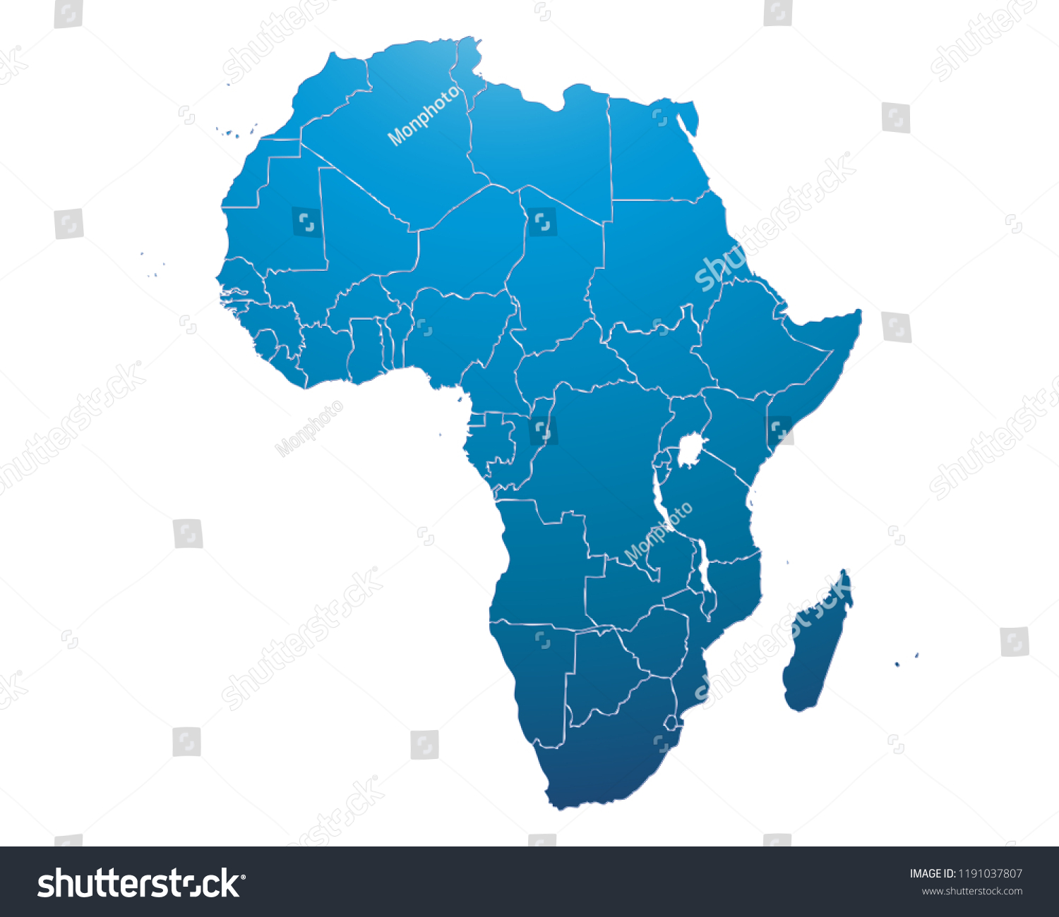 Blue Map Africa Stock Vector Royalty Free 1191037807 Shutterstock 6243