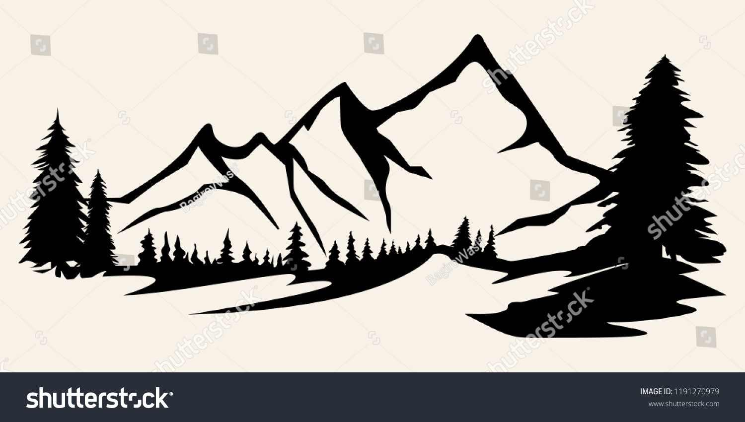 Mountain Range Silhouette Isolated Illustration Stock Illustration   Stock Photo  Mountain Range Silhouette Isolated Illustration 1191270979 