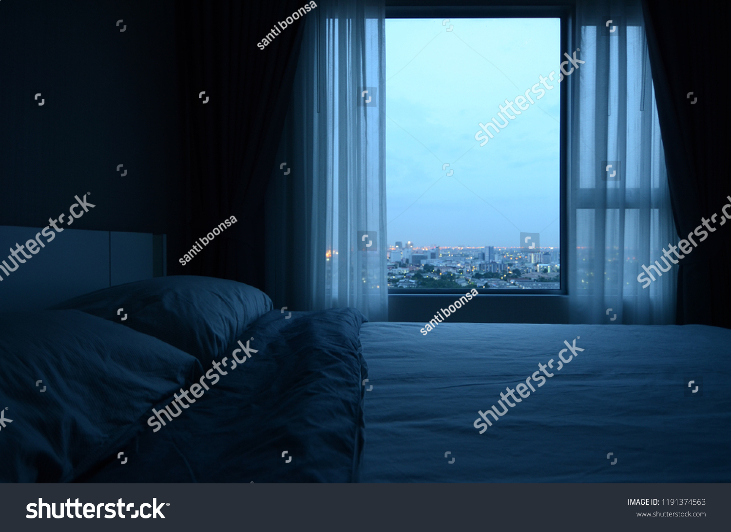 Night City On Room Modern Stock Photo 1191374563 | Shutterstock