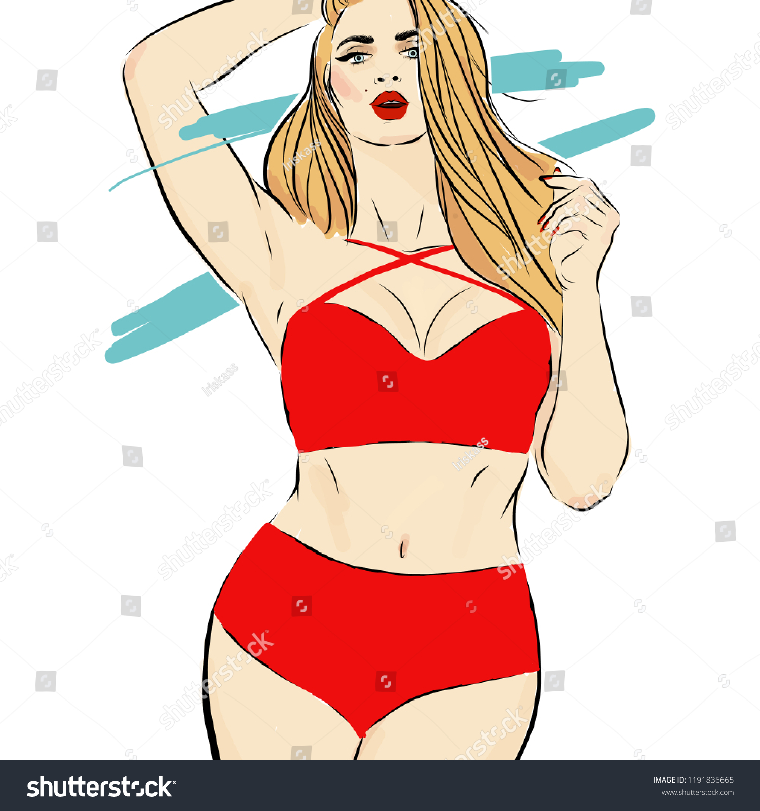 Fashion Beautiful Woman Curvy Woman vector de (libre de regalías) 1186275706 | Shutterstock