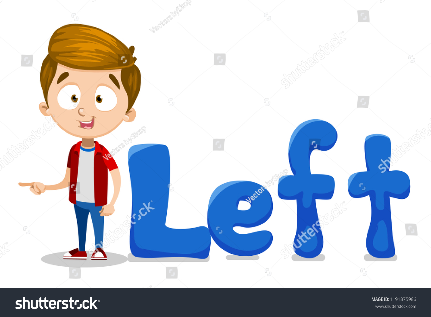 Little Boy Index Finger Pointing Left Stock Vector (Royalty Free ...