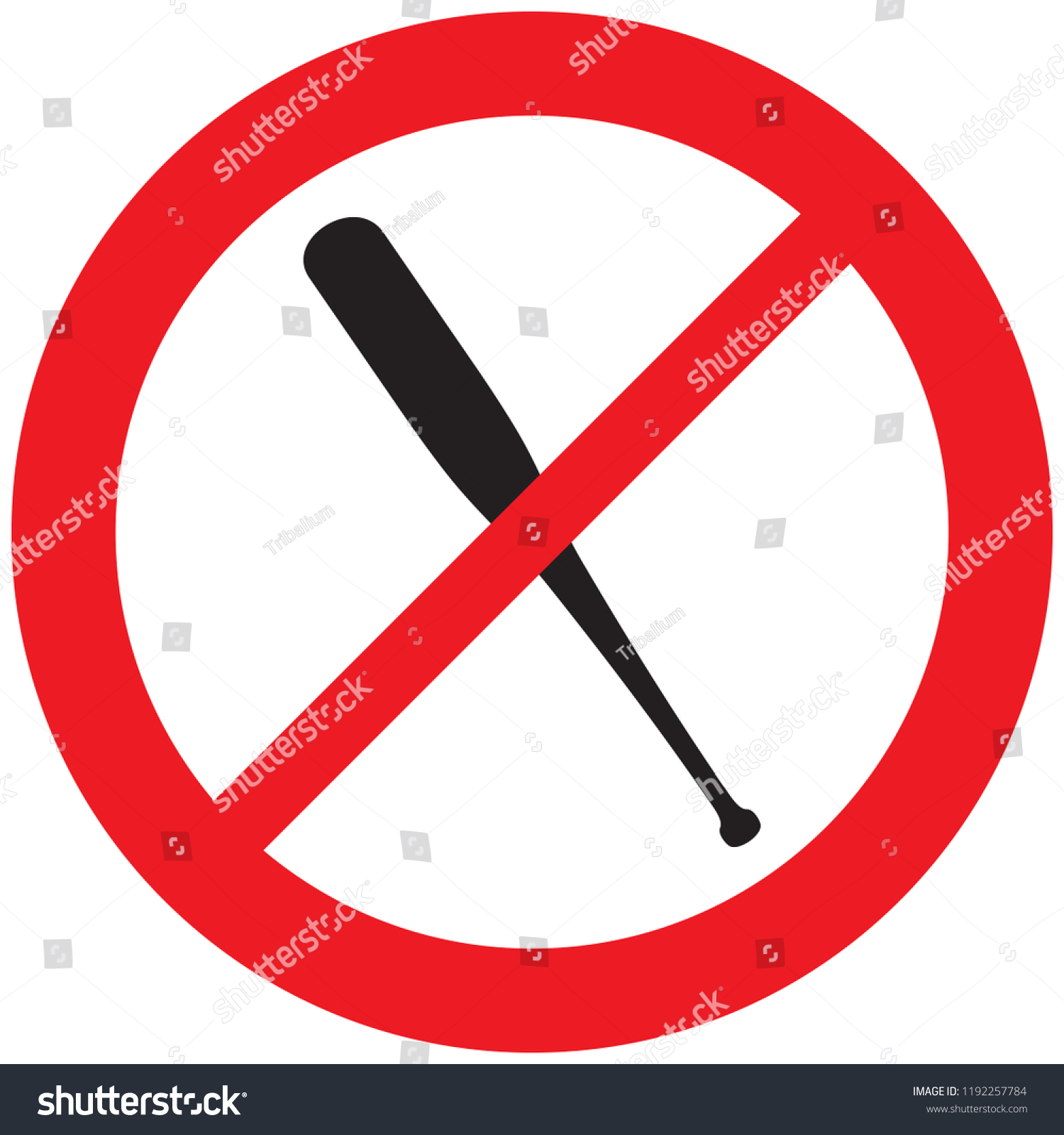 No Baseball Bat Sign Prohibition Icon Stock Vector (Royalty Free ...