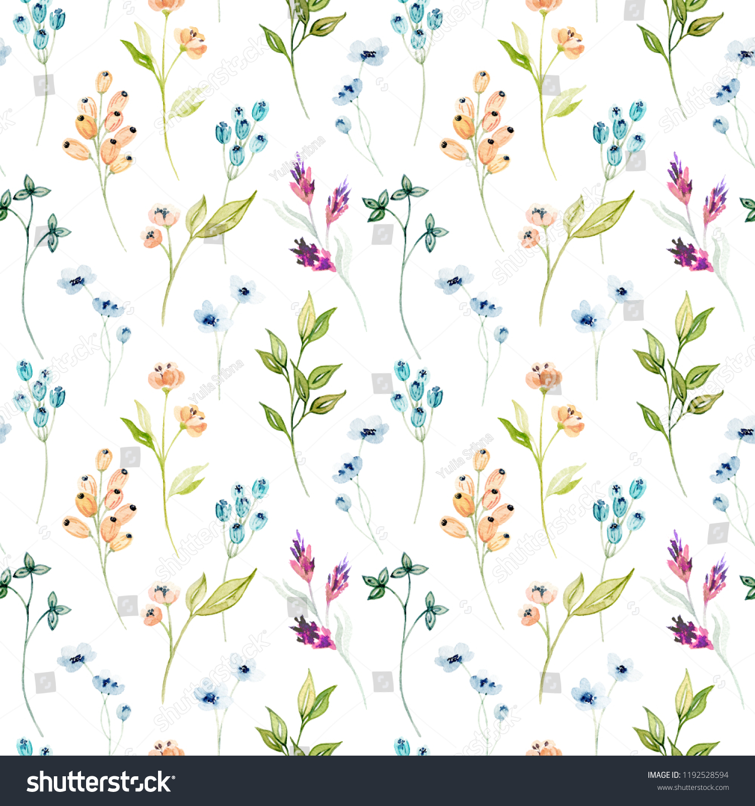 Watercolor Flower Seamless Pattern Bright Colorful Stock Illustration ...