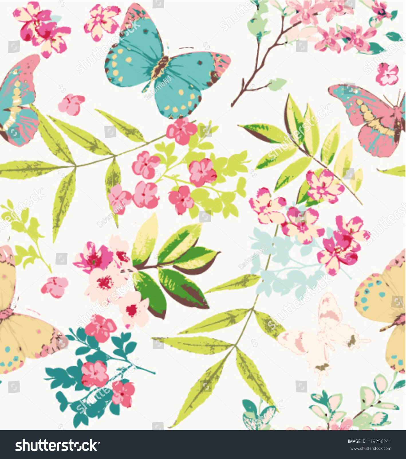 butterfly and flower patterns