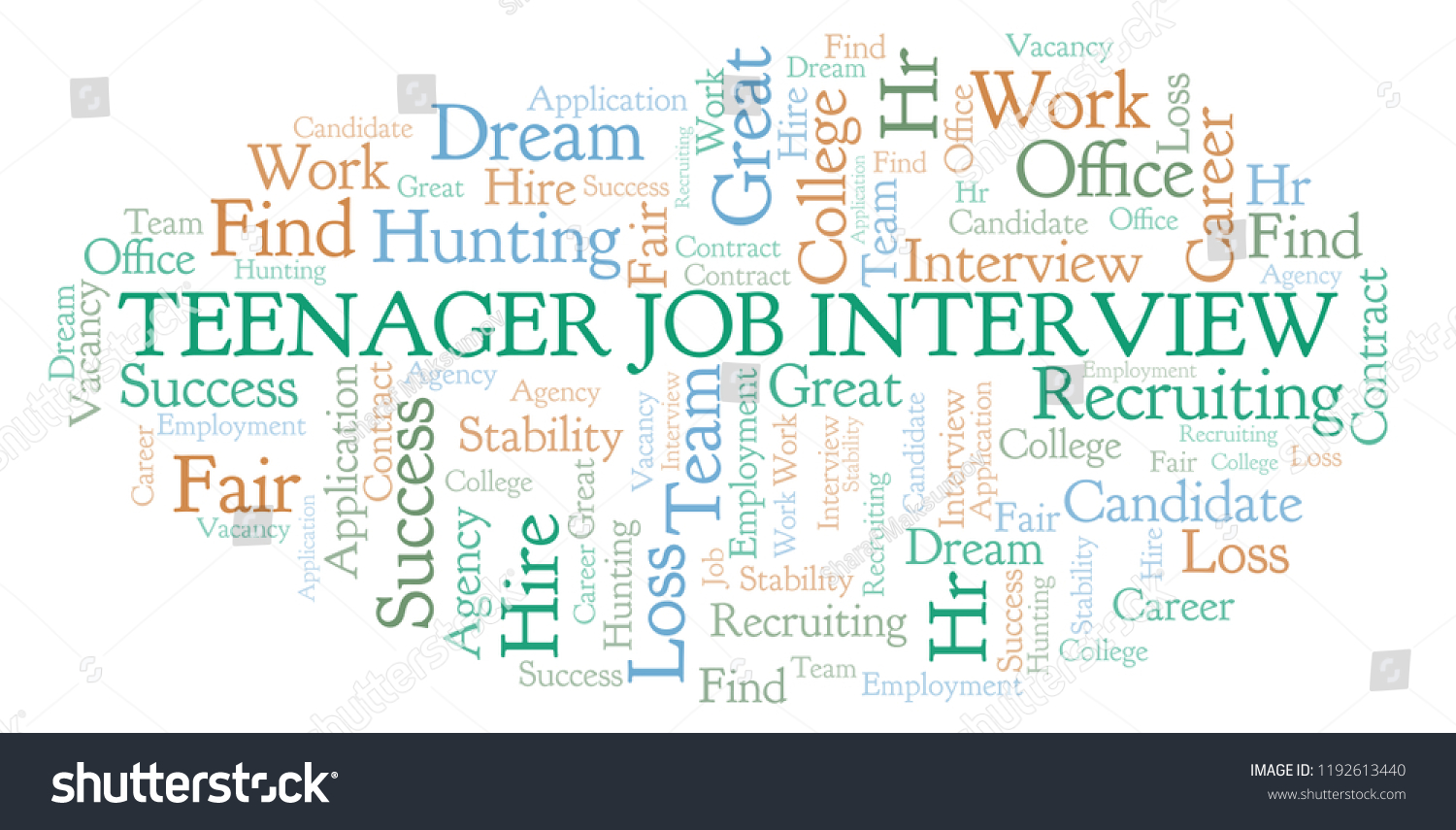 Teenager Job Interview Word Cloud Stock Illustration 1192613440