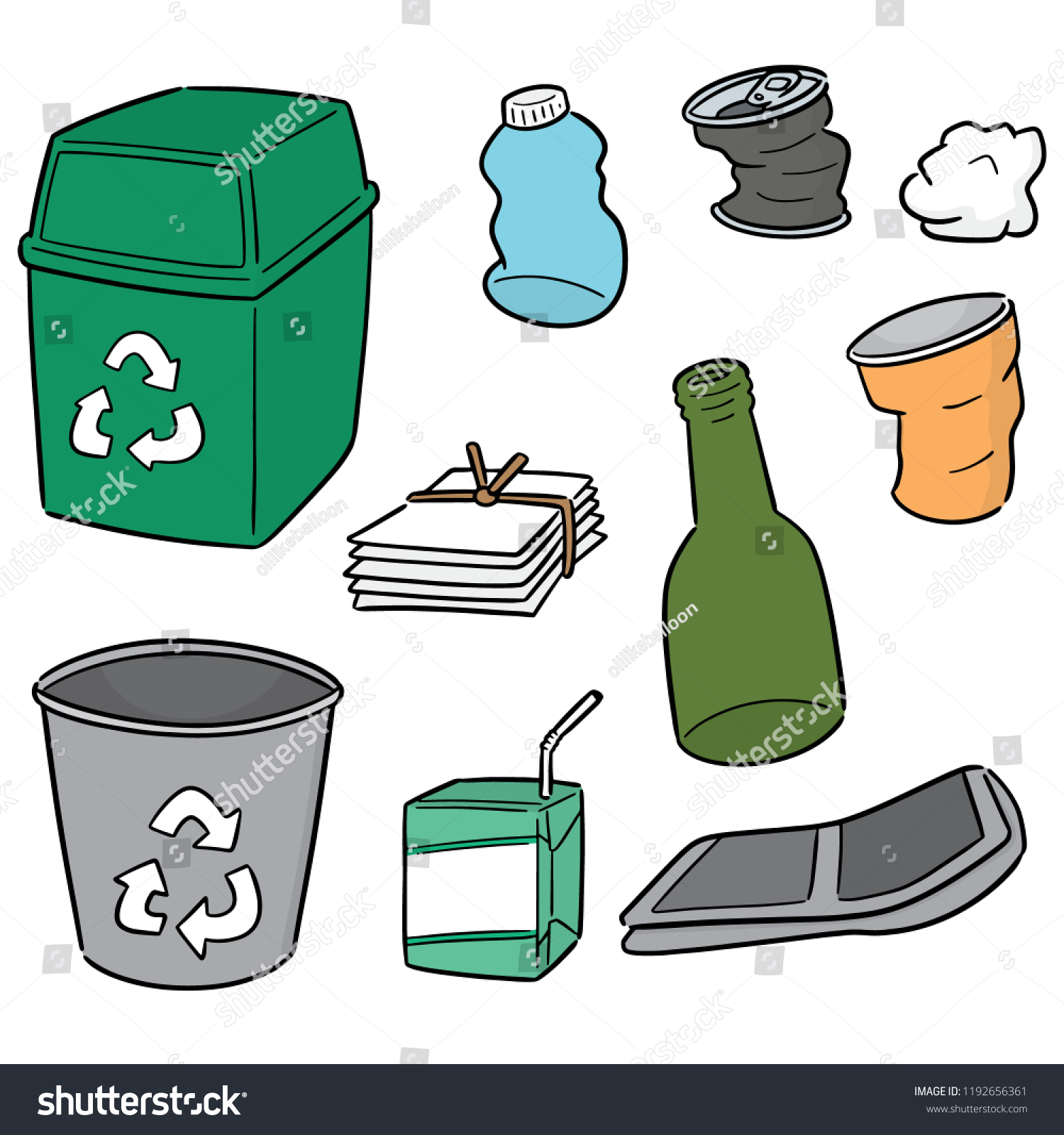 Vector Set Recycle Garbage Stock Vector (Royalty Free) 1192656361 ...