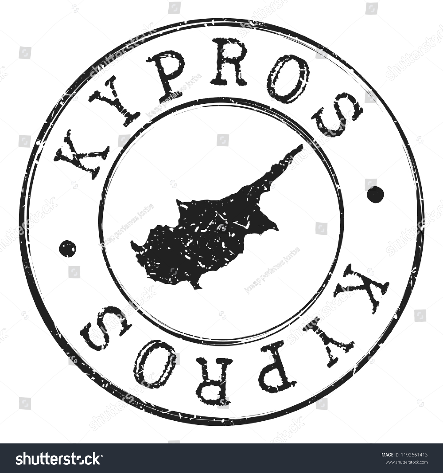 Cyprus Map Silhouette Postal Passport Stamp Stock Vector (Royalty Free ...