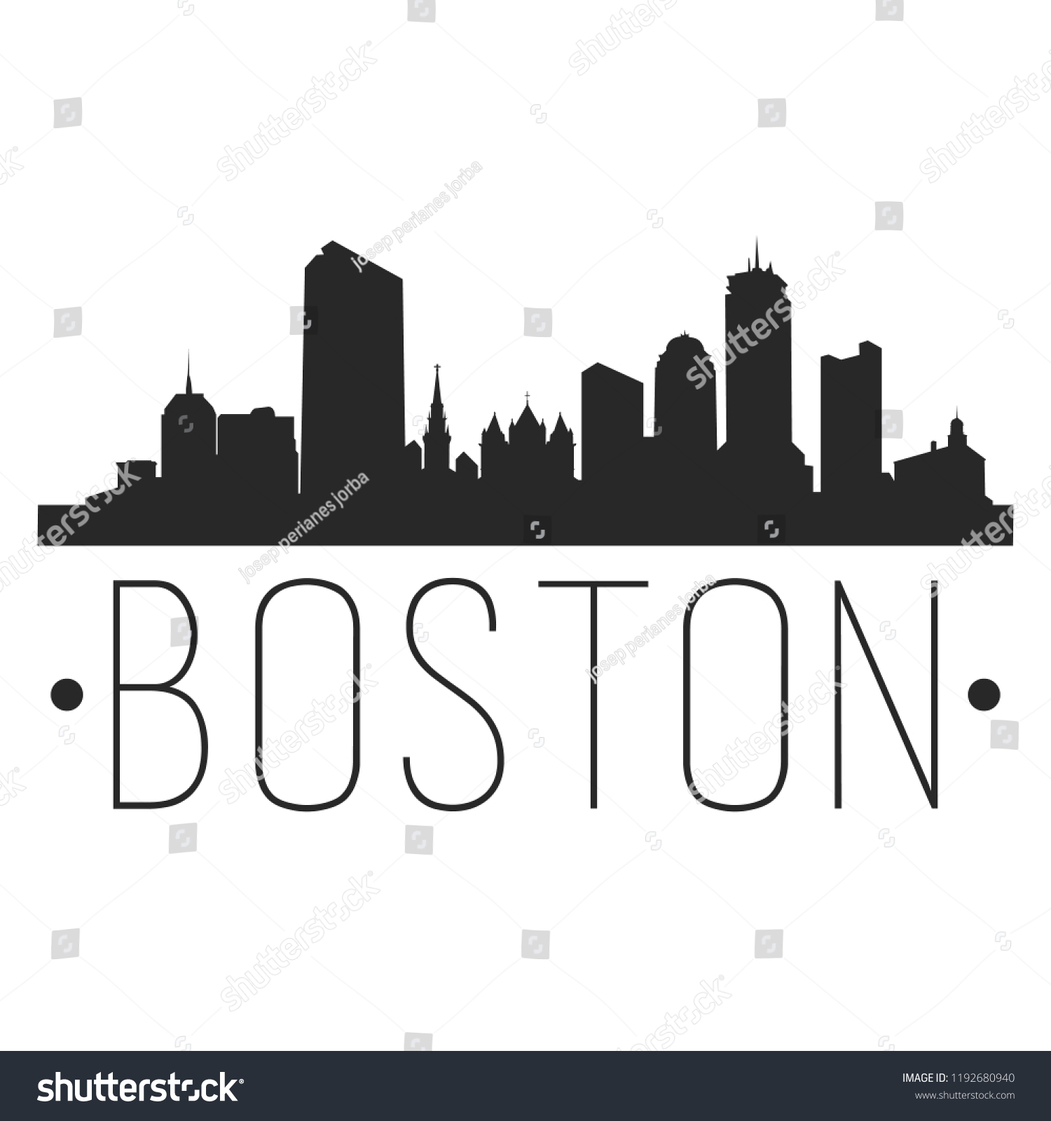 Boston Massachusetts Skyline Silhouette City Design Stock Vector ...