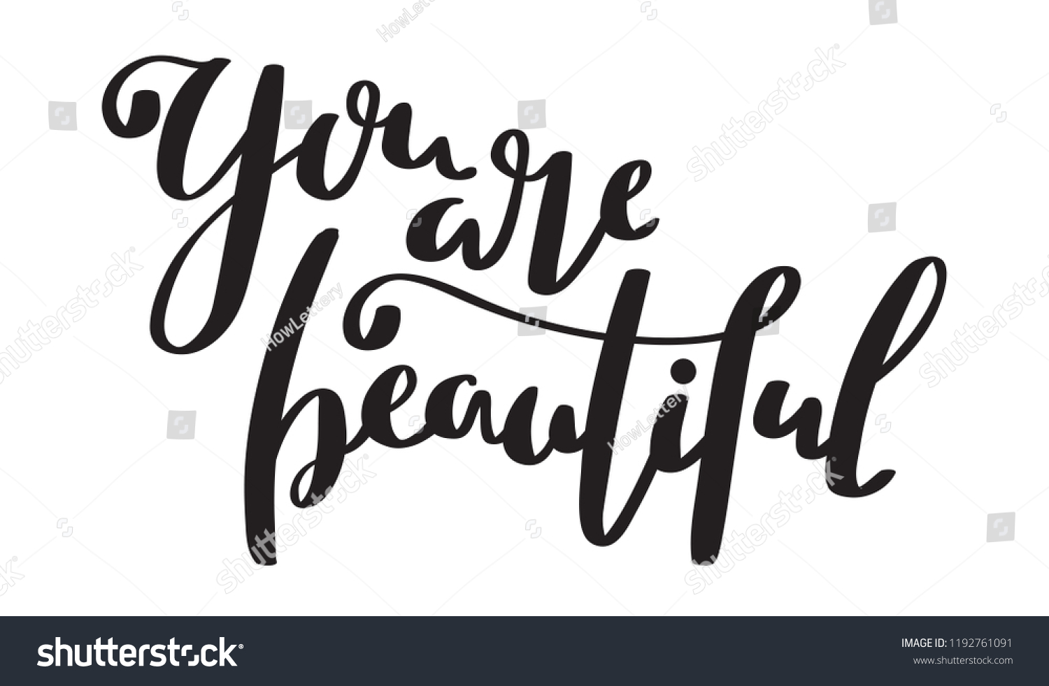 You Beautiful Vector Hand Lettering Stock Vector (Royalty Free ...