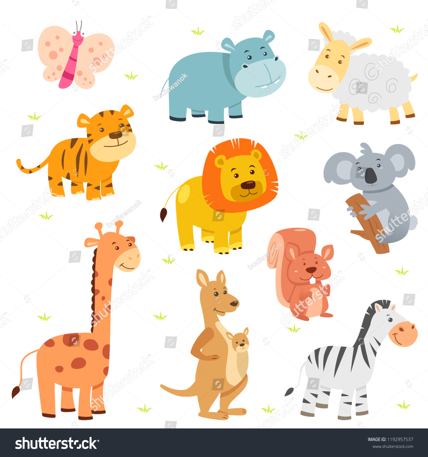 Vector Illustration Cute Animal Safari Cartoon Stock Vector (Royalty ...