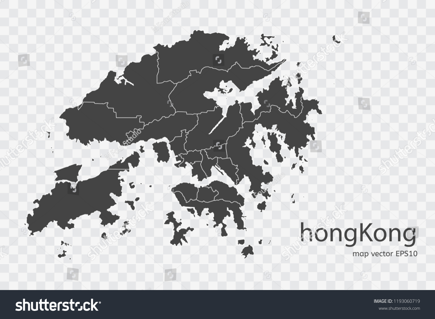 Hongkong Map Vector Isolated On Transparent Stock Vector (Royalty Free ...