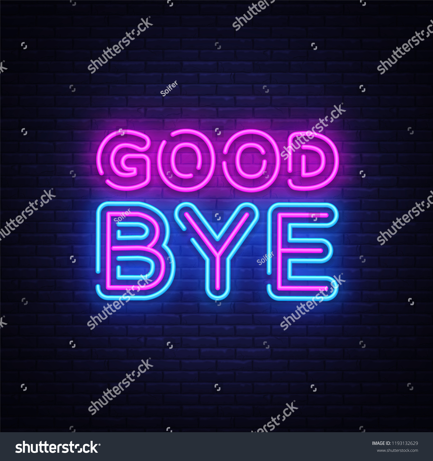 Good Bye Neon Text Vector Design Stock Vector (Royalty Free) 1193132629 ...