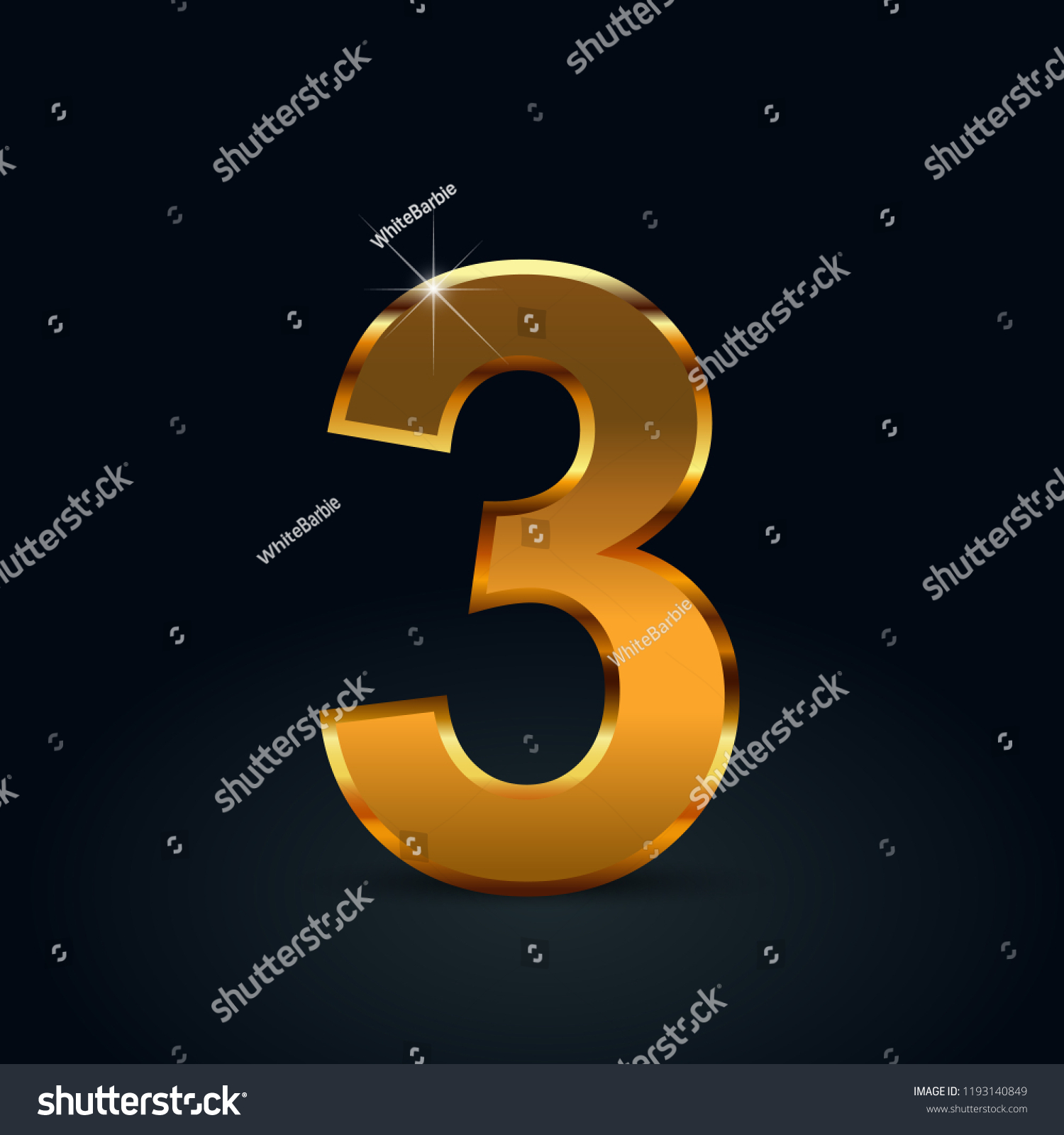 Dark Gold Number 3 Vector Font Stock Vector (Royalty Free) 1193140849 ...