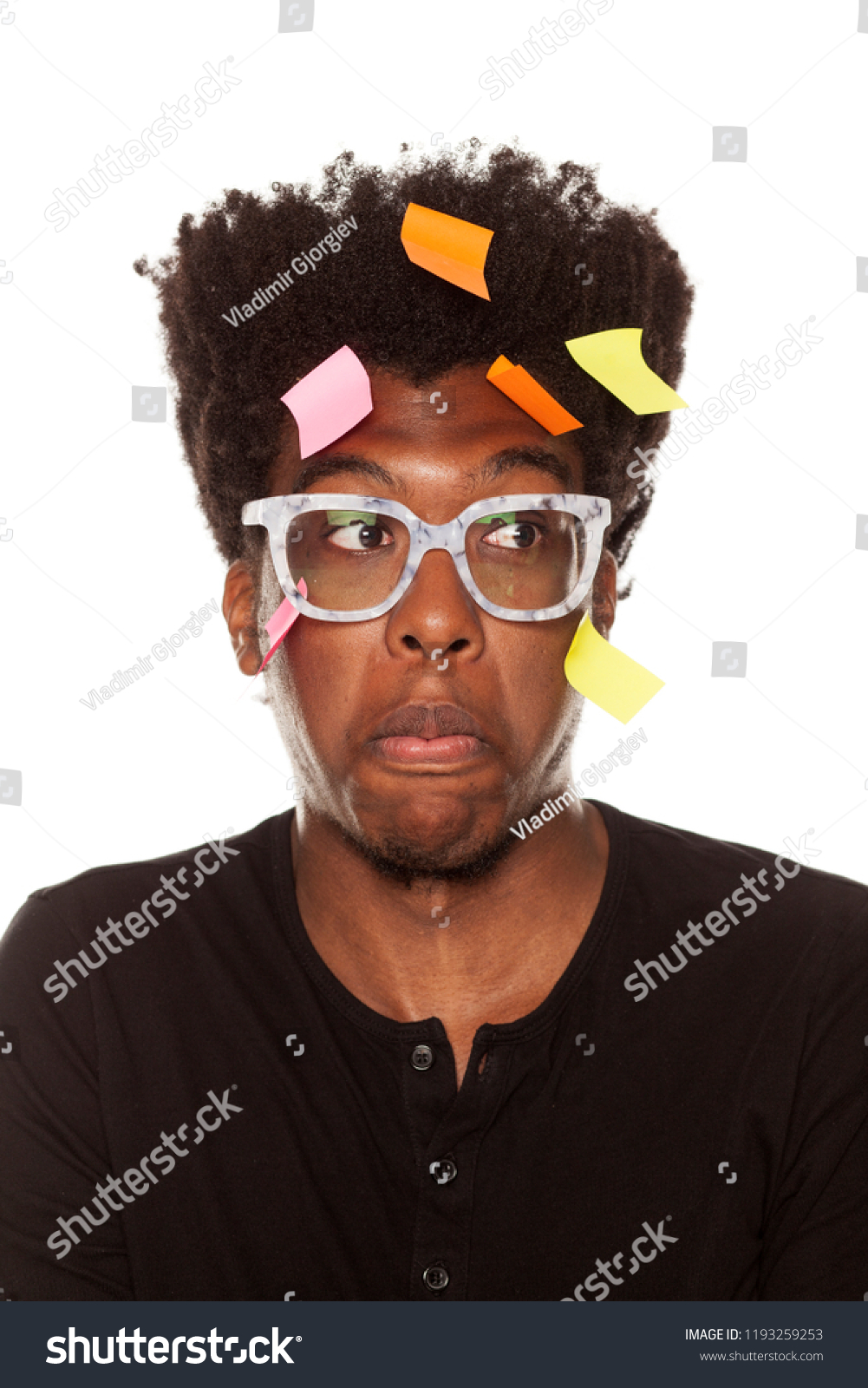 Confused Young African Man Stickers On Stock Photo 1193259253 ...