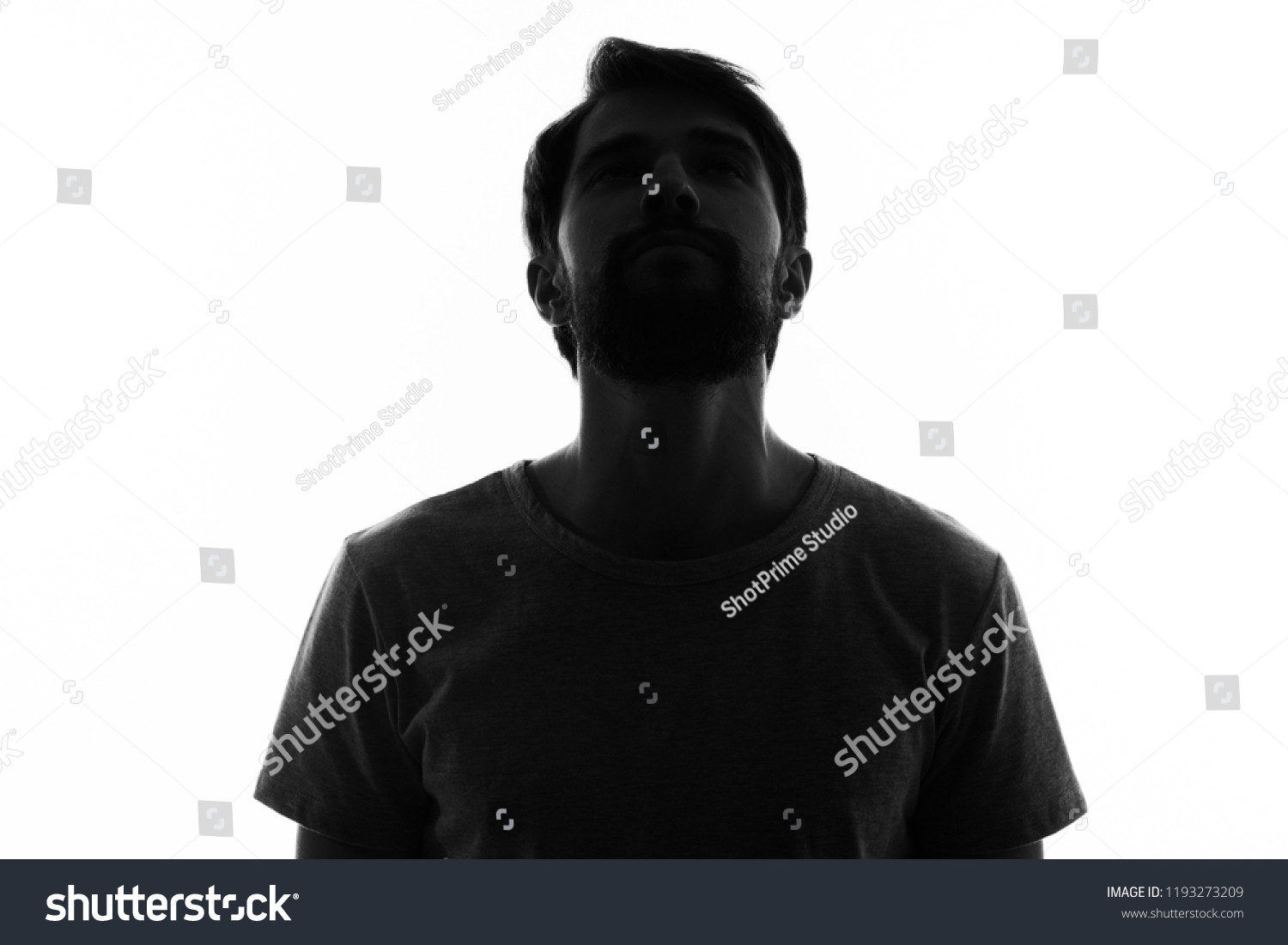 Man Dark Silhouette On Light Background Stock Photo 1193273209 ...