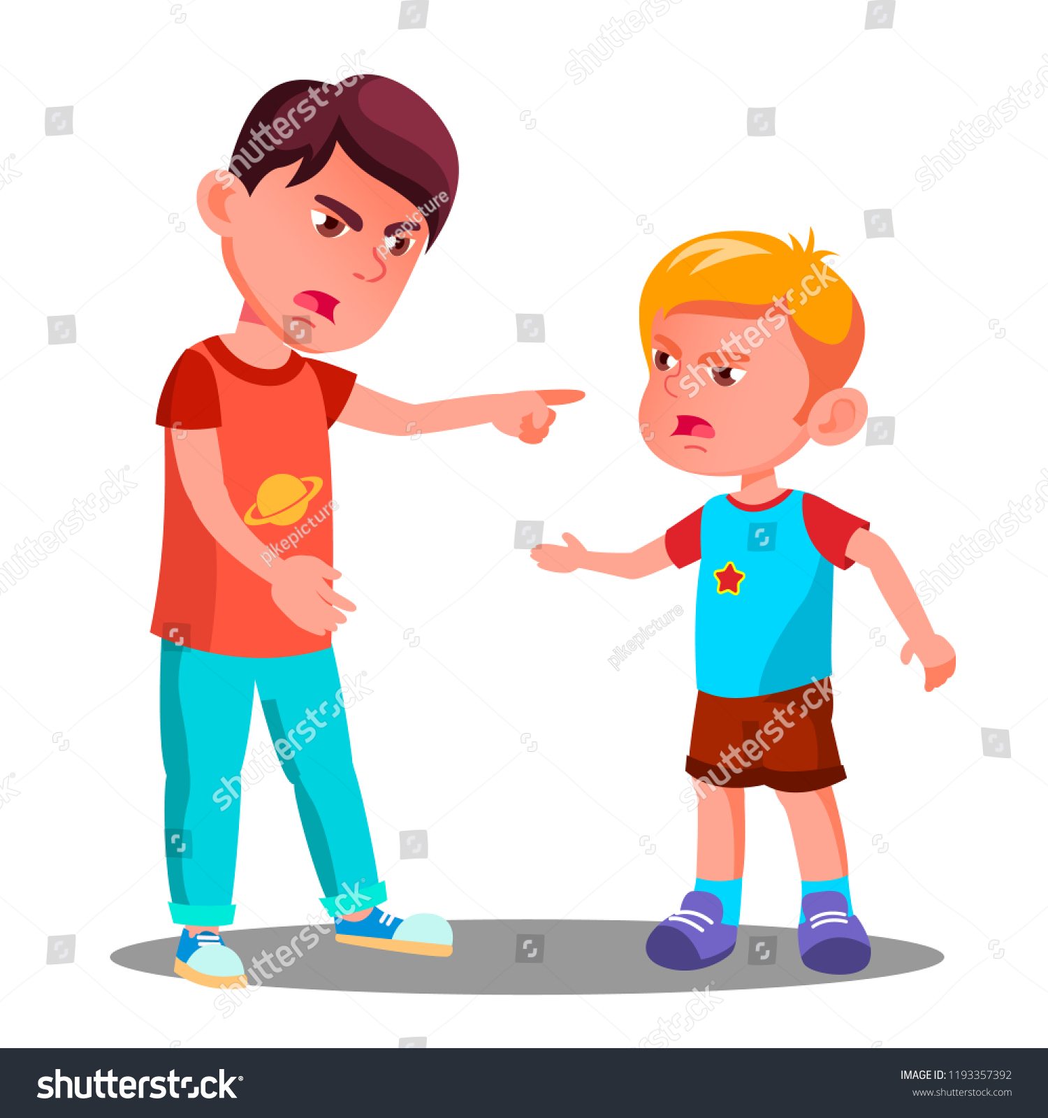 Angry Little Children Argue Conflict Fighting Stock Vector (royalty 