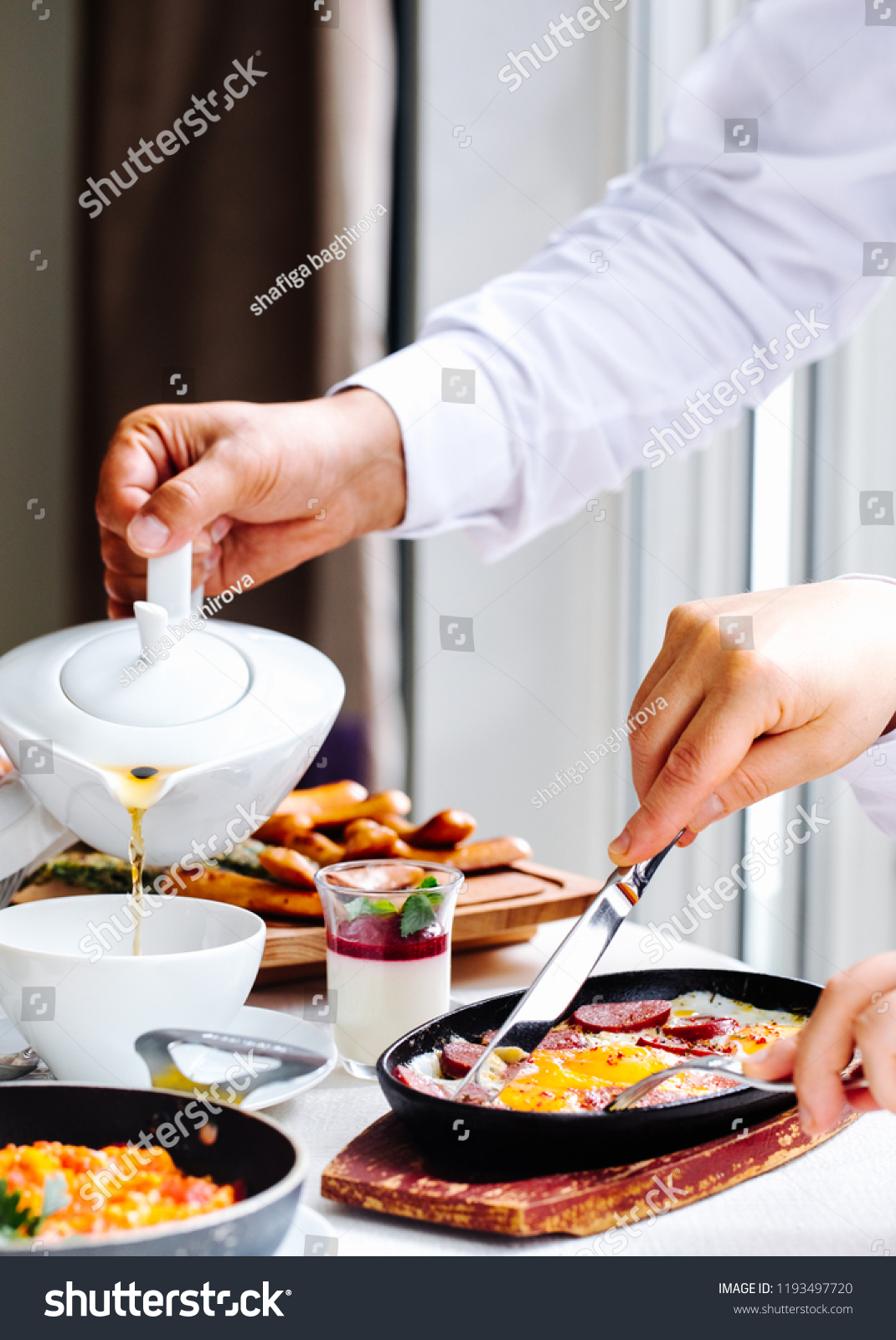 Breakfast Served Coffee Orange Juice Croissants Stock Photo 1193497720 ...