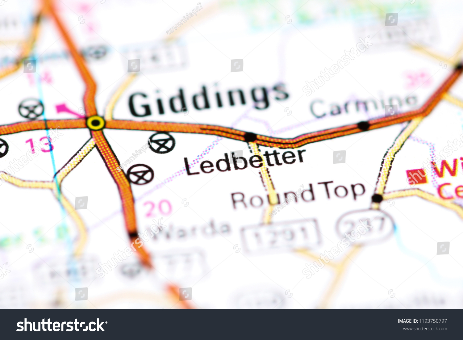 Ledbetter Texas Usa On Map Stock Photo 1193750797 | Shutterstock