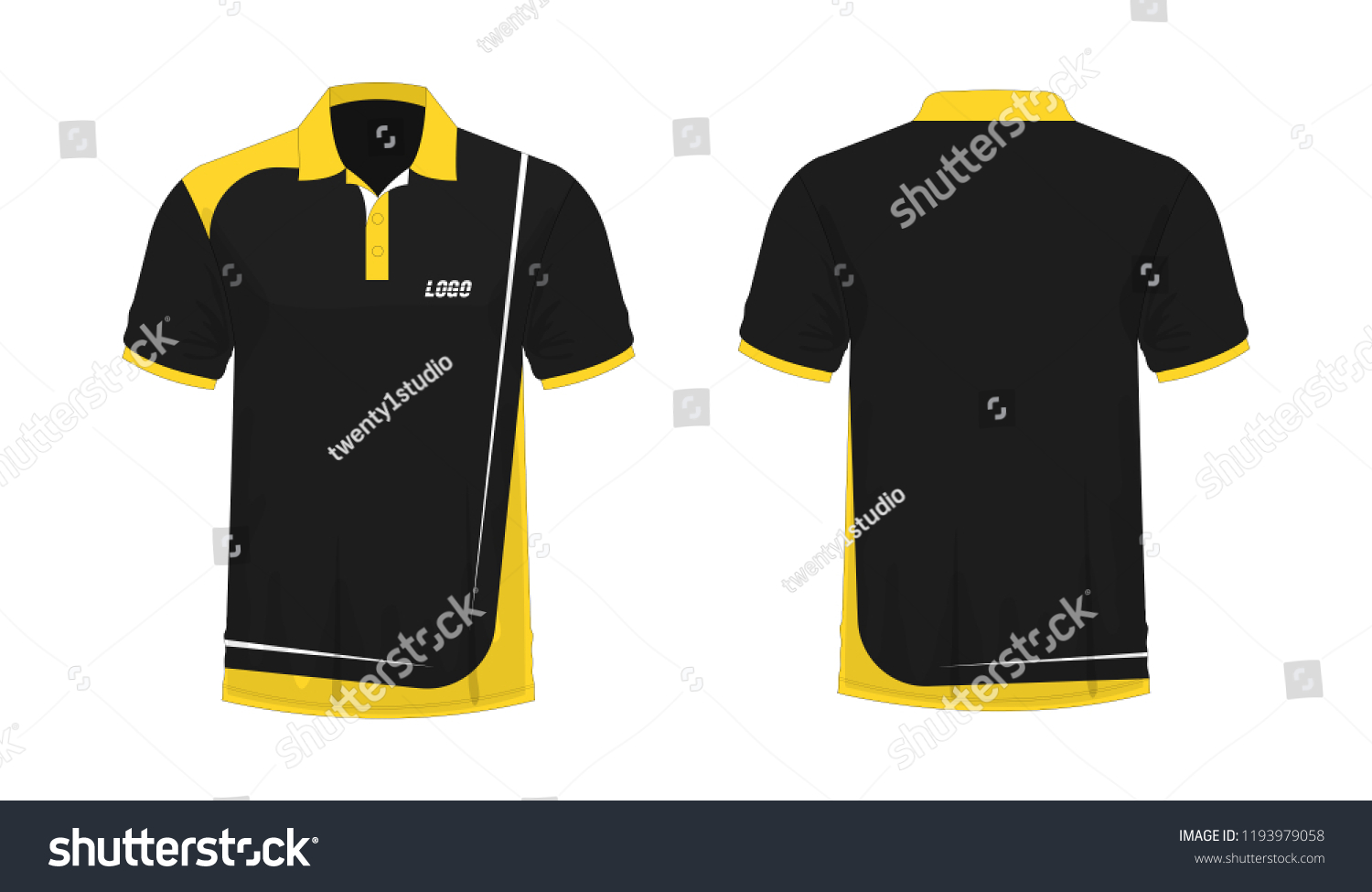 Tshirt Polo Yellow Black Template Design Stock Vector (Royalty Free ...