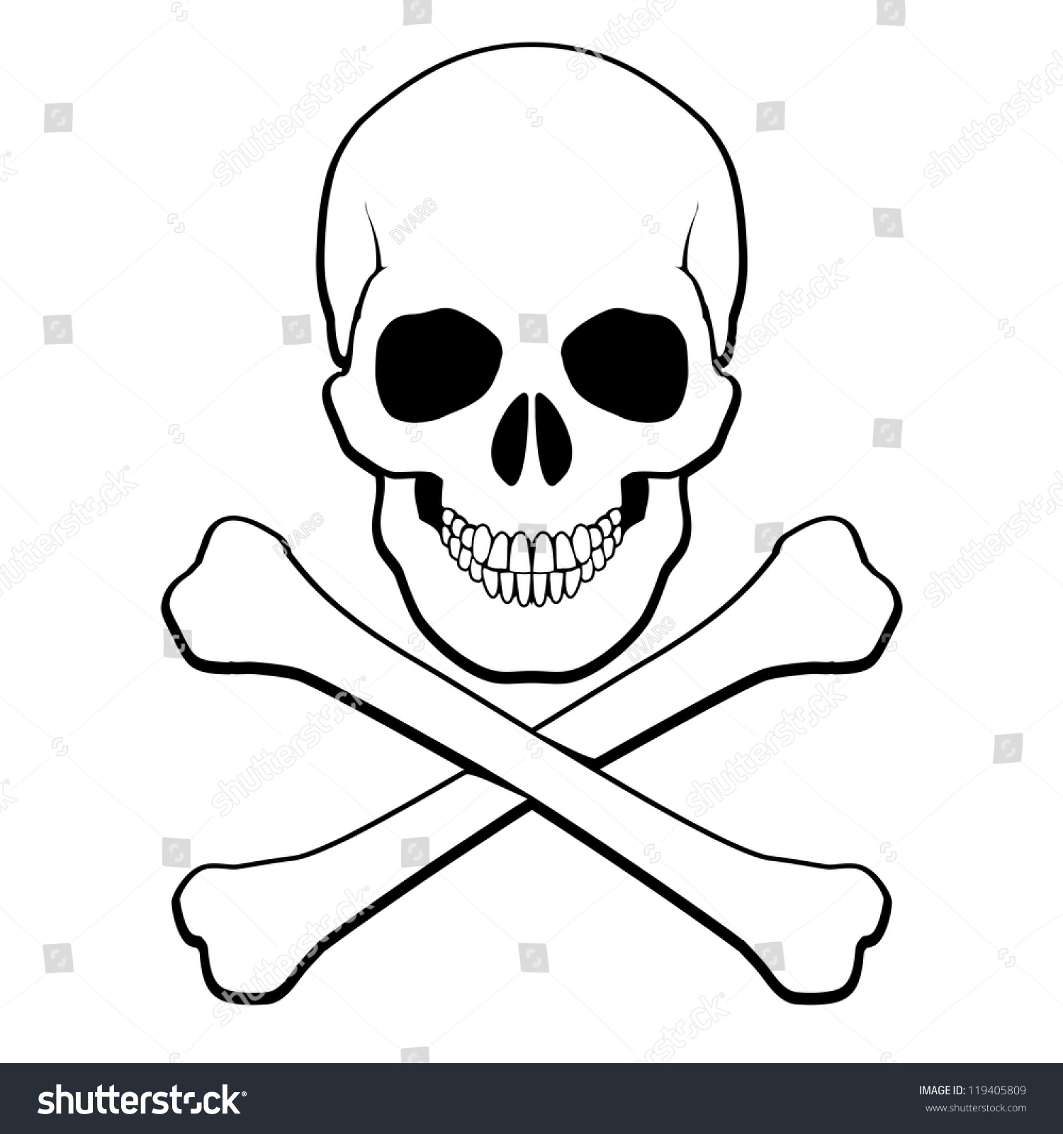 Skull Crossbones Illustration On White Background Stock Vector (Royalty ...