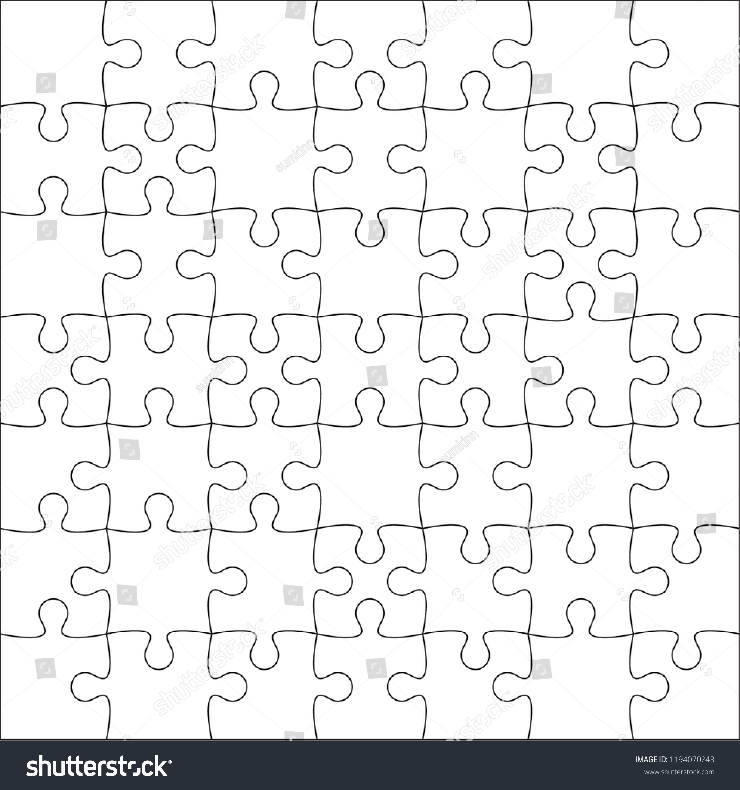 Jigsaw Puzzle Blank Template Cutting Guidelines Stock Vector (Royalty ...