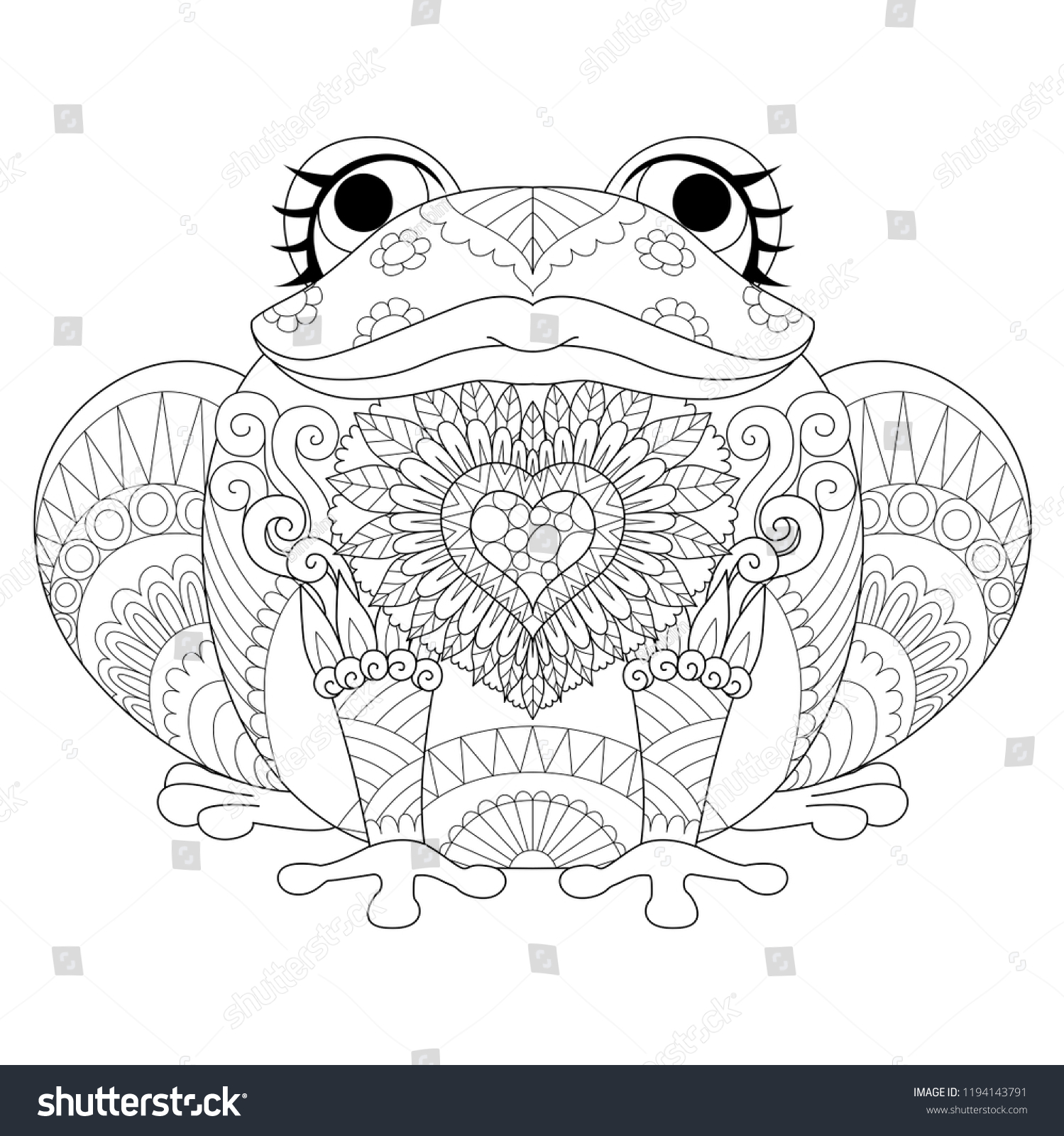 Drawing Cute Frog Long Eyelashes Heart Stock Vector (Royalty Free ...