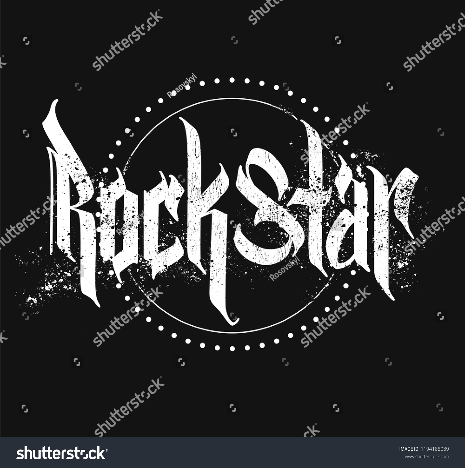 Rock Star Gothic Style Lettering Print Stock Vector (Royalty Free ...