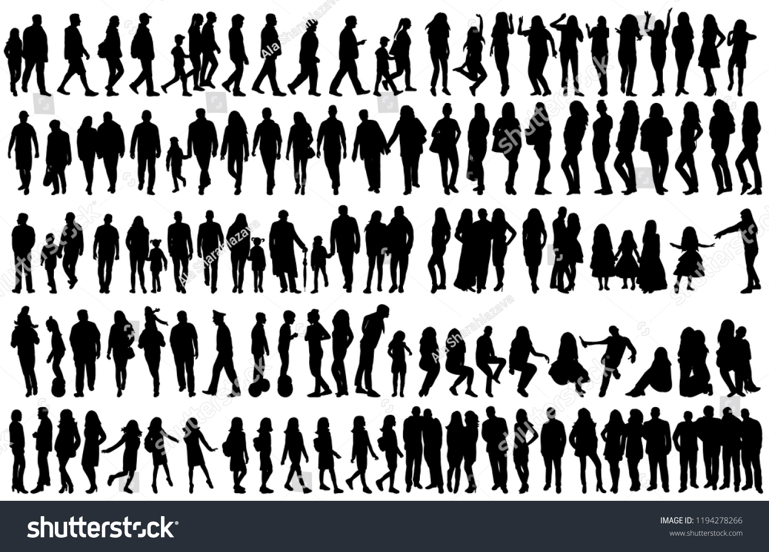 Black Silhouette Man Set Stock Vector (Royalty Free) 1194278266 ...