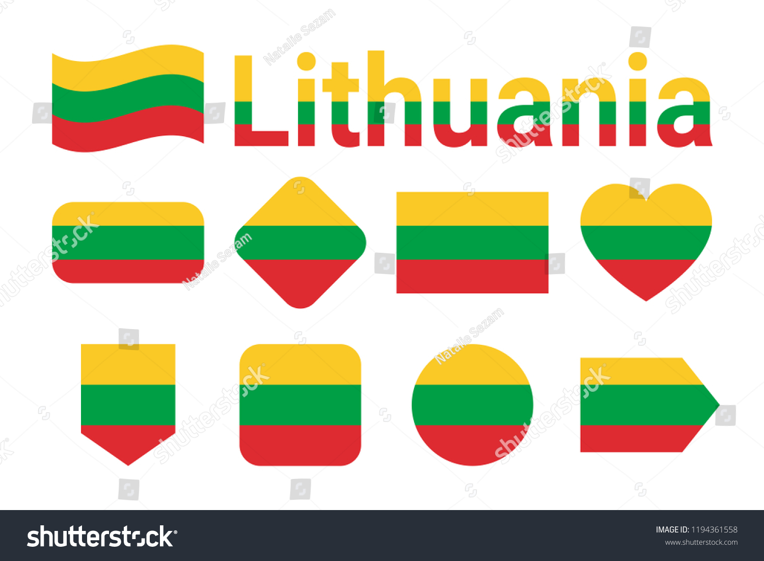 Lithuania Flag Vector Collection Set Lithuanian 스톡 일러스트 1194361558 Shutterstock 7073