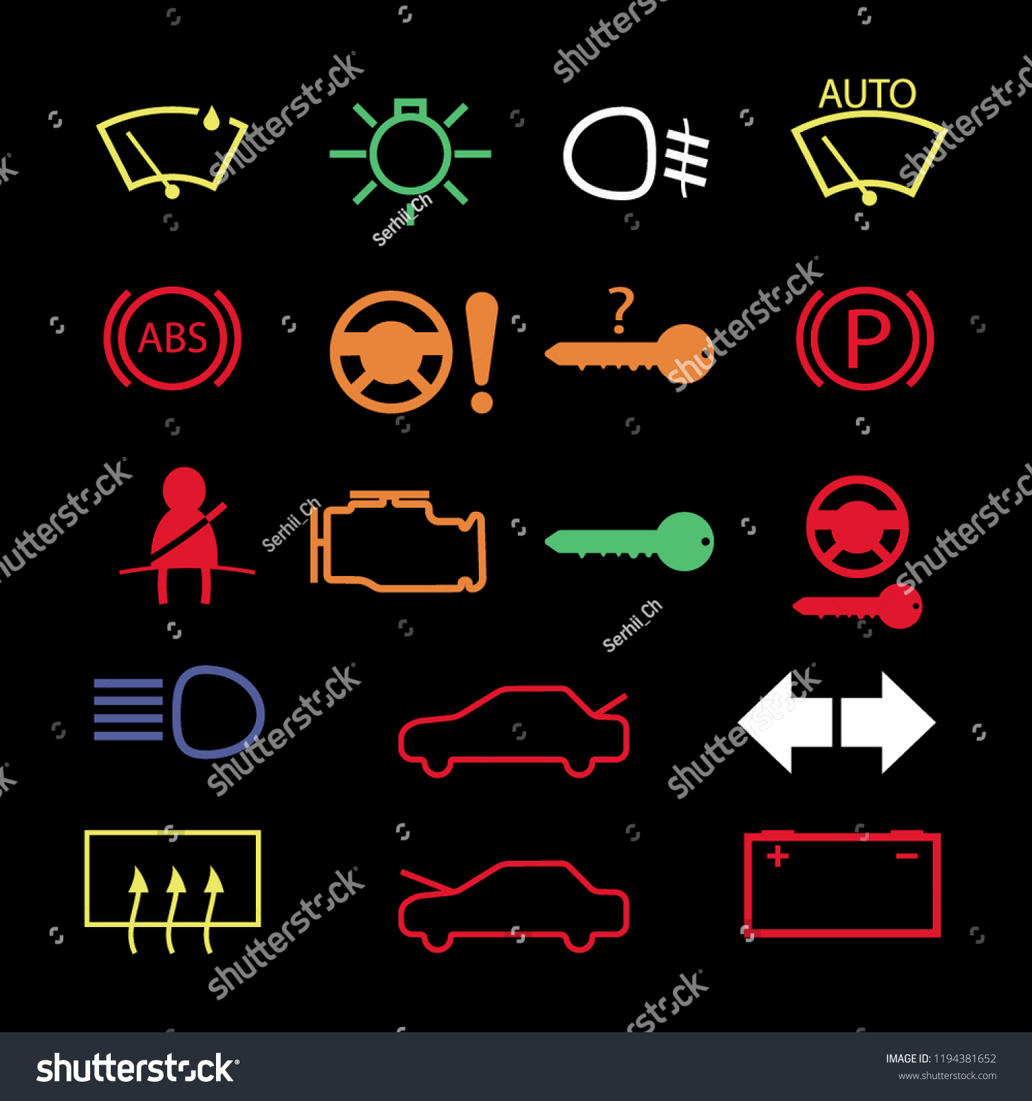 Signs On Car Dashboard Vector Stock Vector (Royalty Free) 1194381652 ...