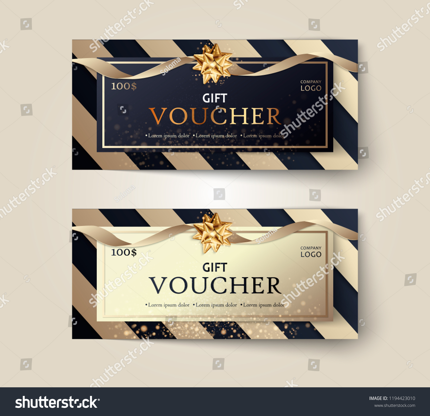 Vector Set Luxury Gift Vouchers Ribbons Stock Vector (Royalty Free ...