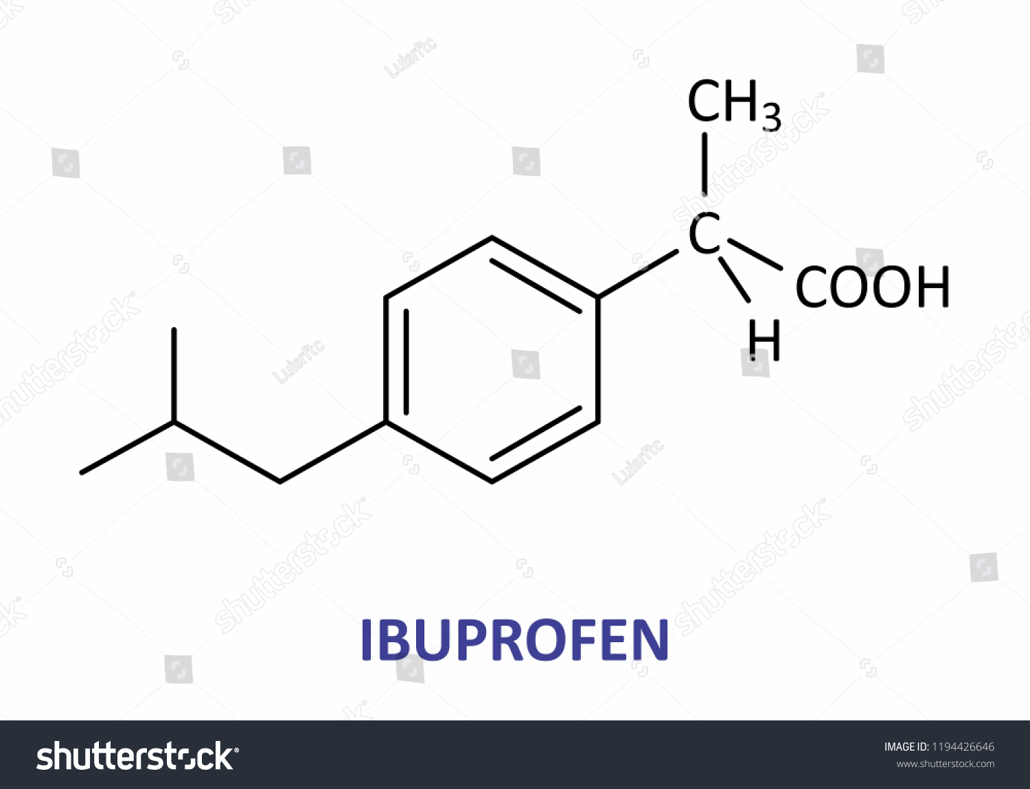 Illustration Structural Formula Ibuprofen Stock Illustration