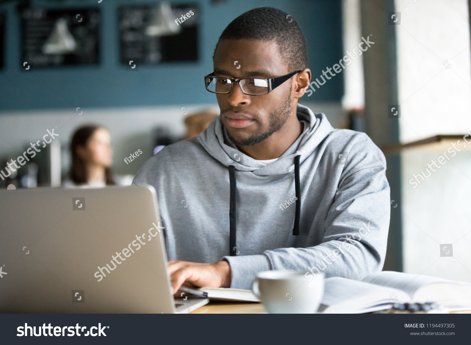 Serious Black Guy Glasses Work Laptop Stock Photo 1194497305 | Shutterstock