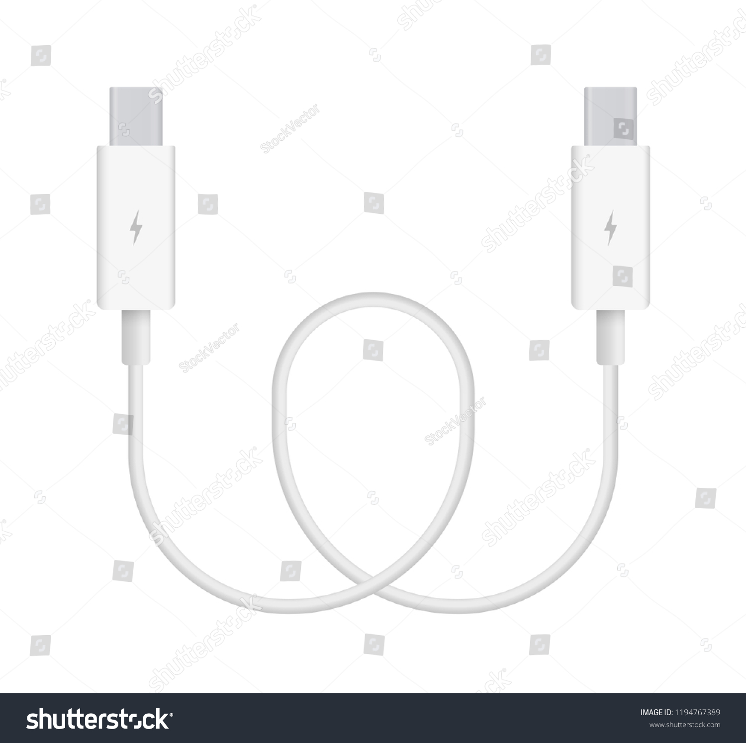 Realistic Vector Illustration Thunderbolt 2 Cable Stock Vector (Royalty ...