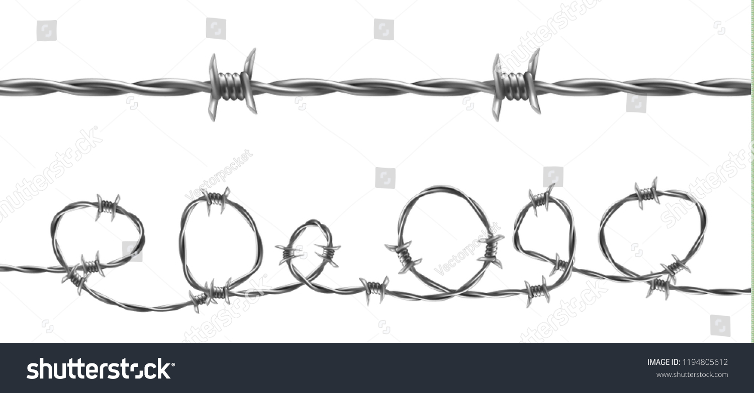 Barbed Wire Vector Illustration Horizontal Seamless Stock Vector   Stock Vector Barbed Wire Vector Illustration Horizontal Seamless Pattern With Twisted Barbwire Isolated On 1194805612 