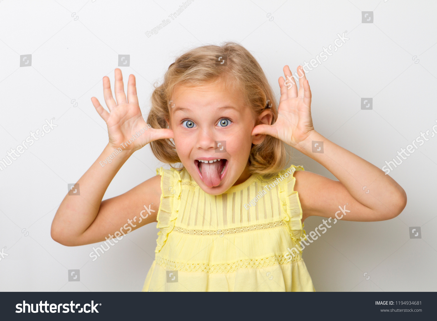 Head Hands Shot Little Girl Sticking Stock Photo 1194934681 | Shutterstock