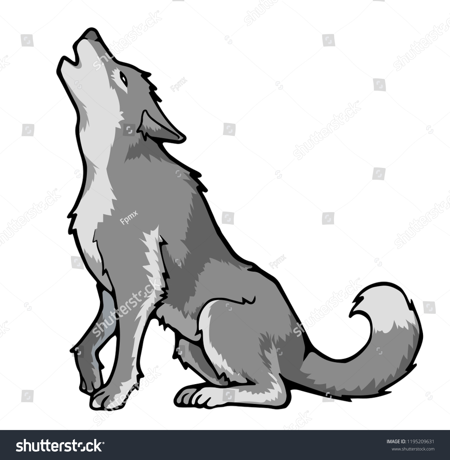 gray wolf howling clipart